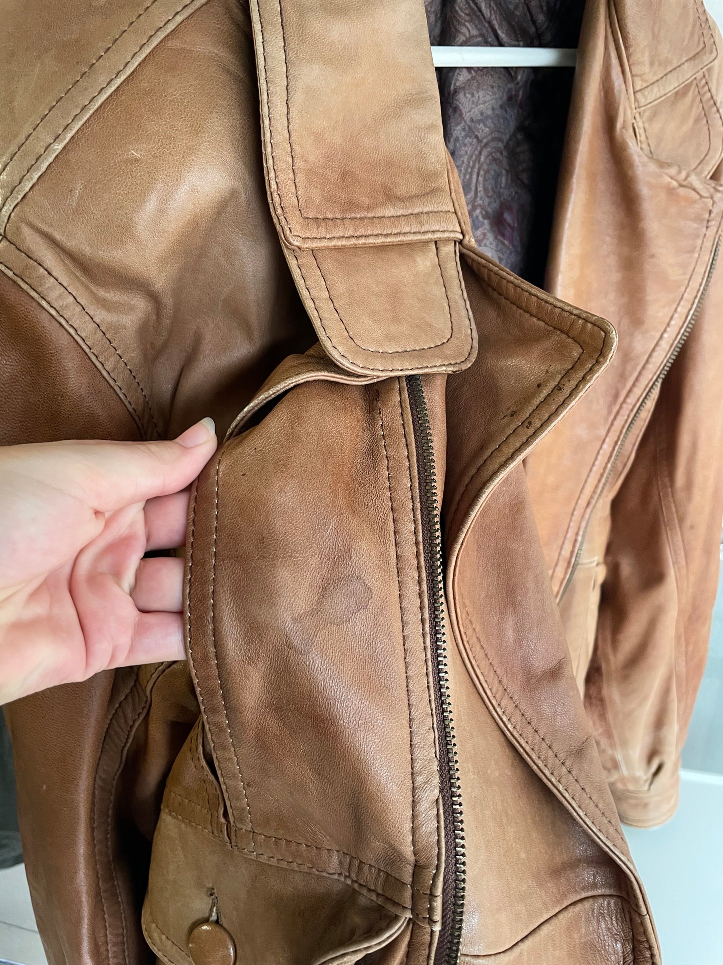 Bomber vera pelle ruggine - taglia L uomo