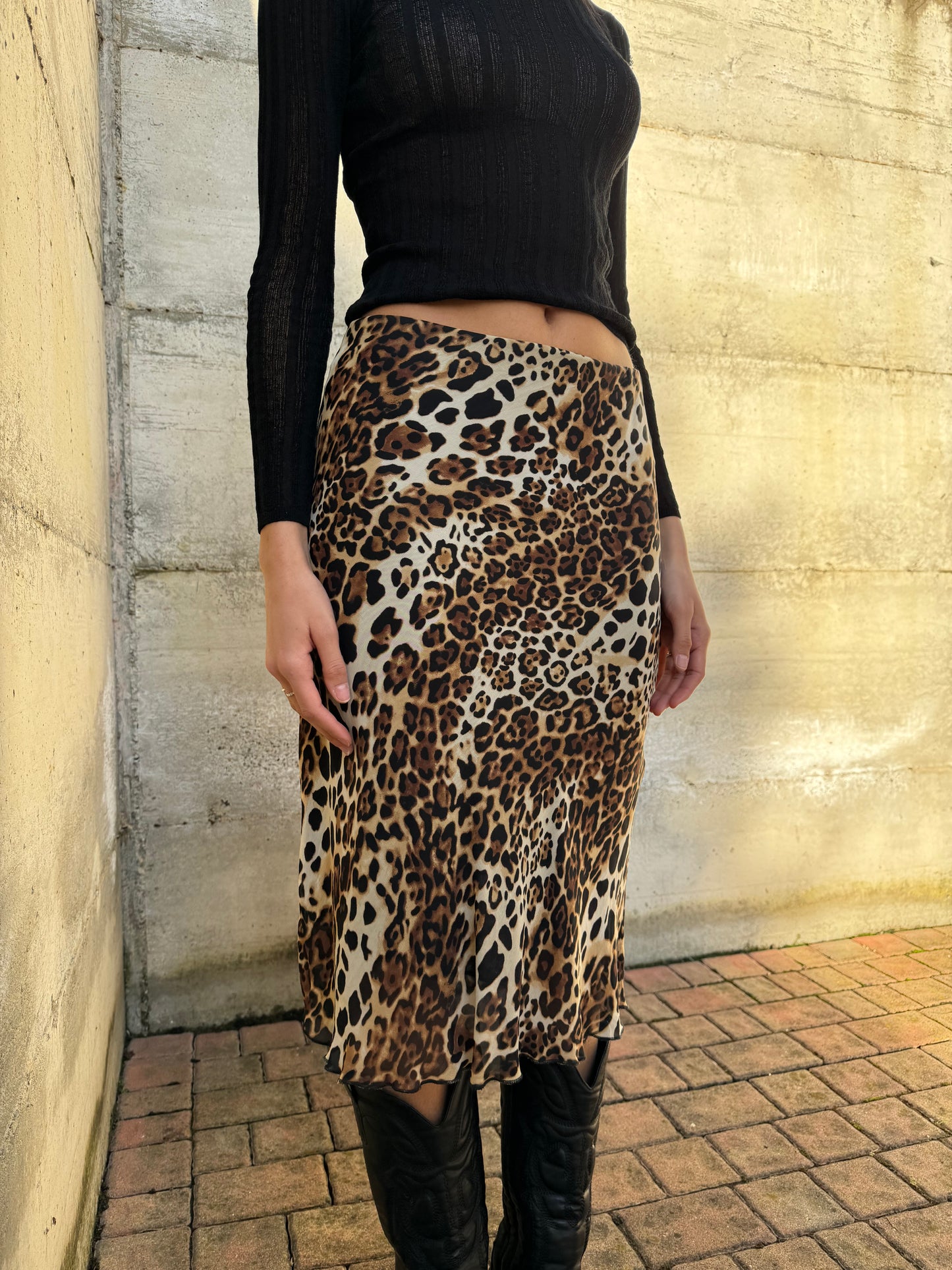 Gonna midi Y2K animalier in viscosa