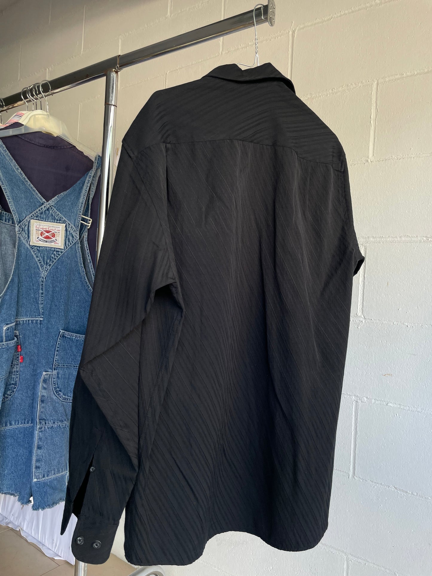 Camicia oversize nera con texture 100% cotone - M uomo