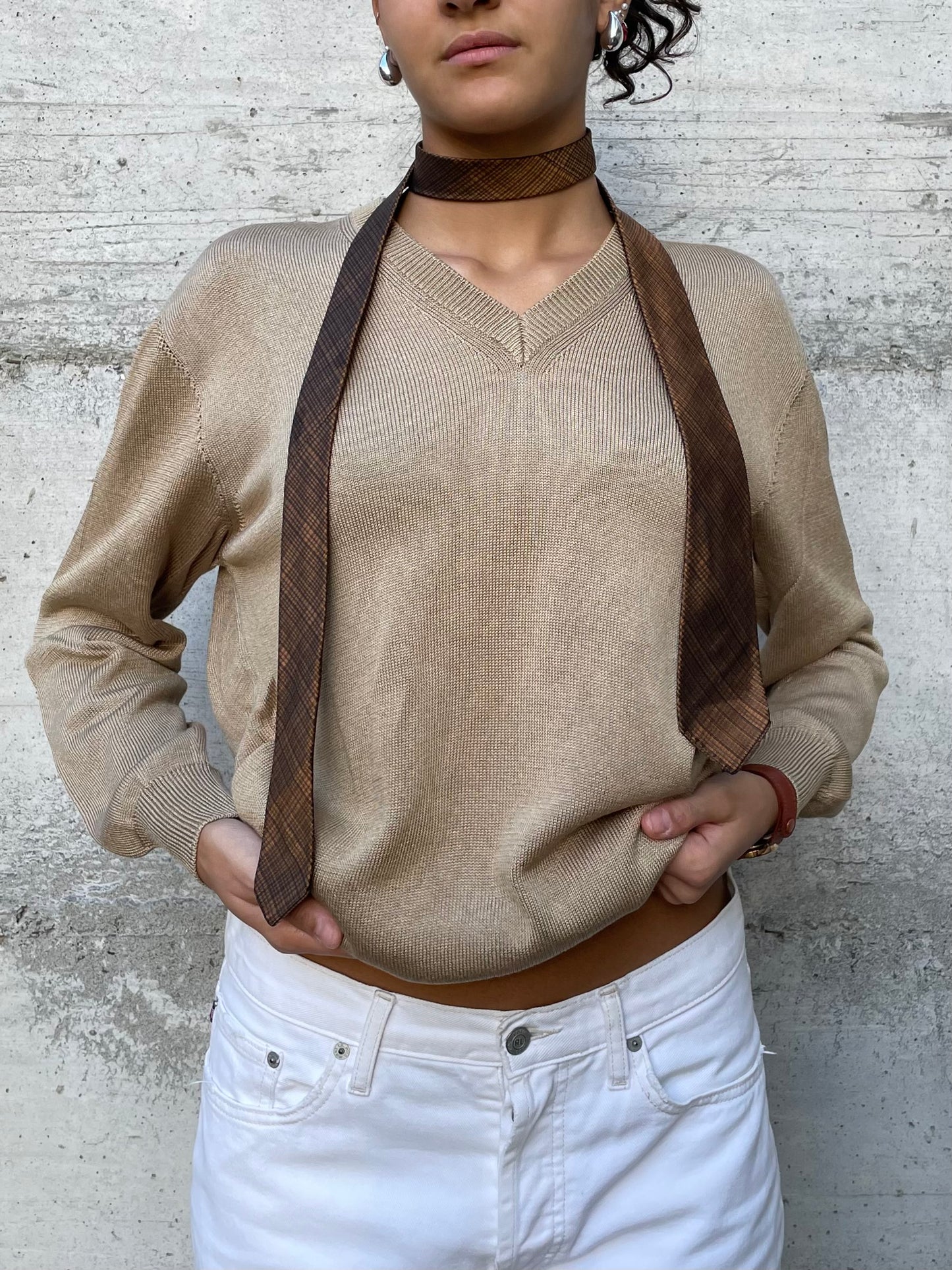 Maglioncino sartoriale 100% cotone scollo a V - taglia M