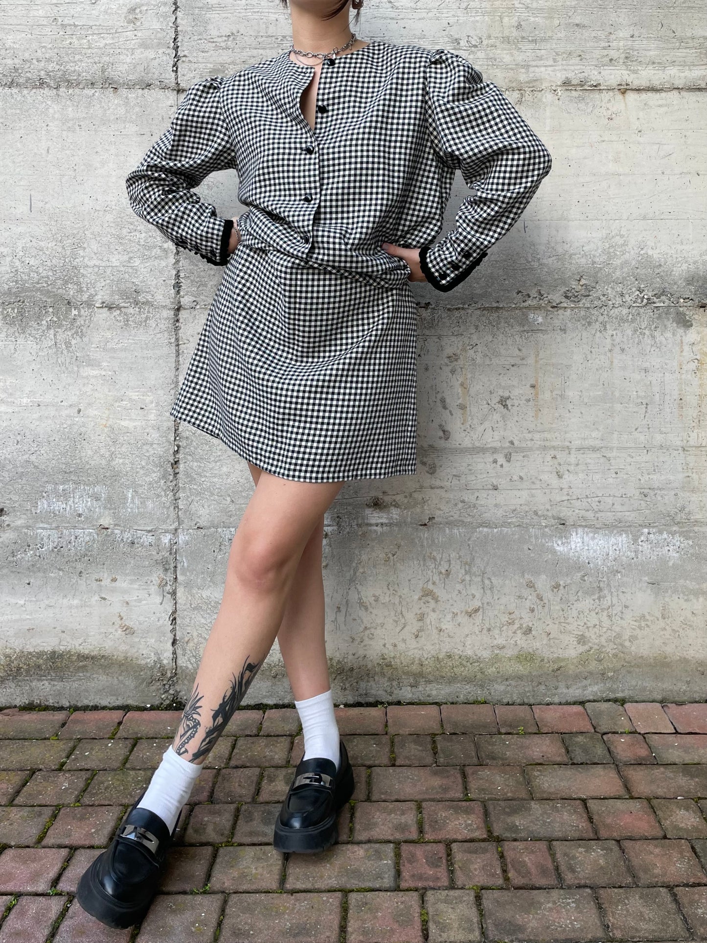 Vestito midi vichy bianco e nero Luisa Spagnoli - M/L