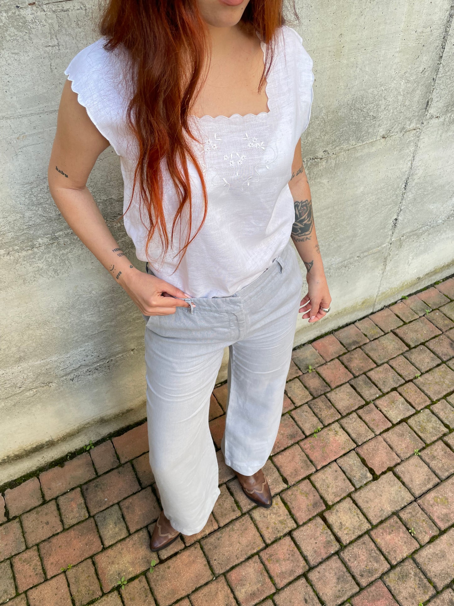 Top bianco 50% cotone 50% lino