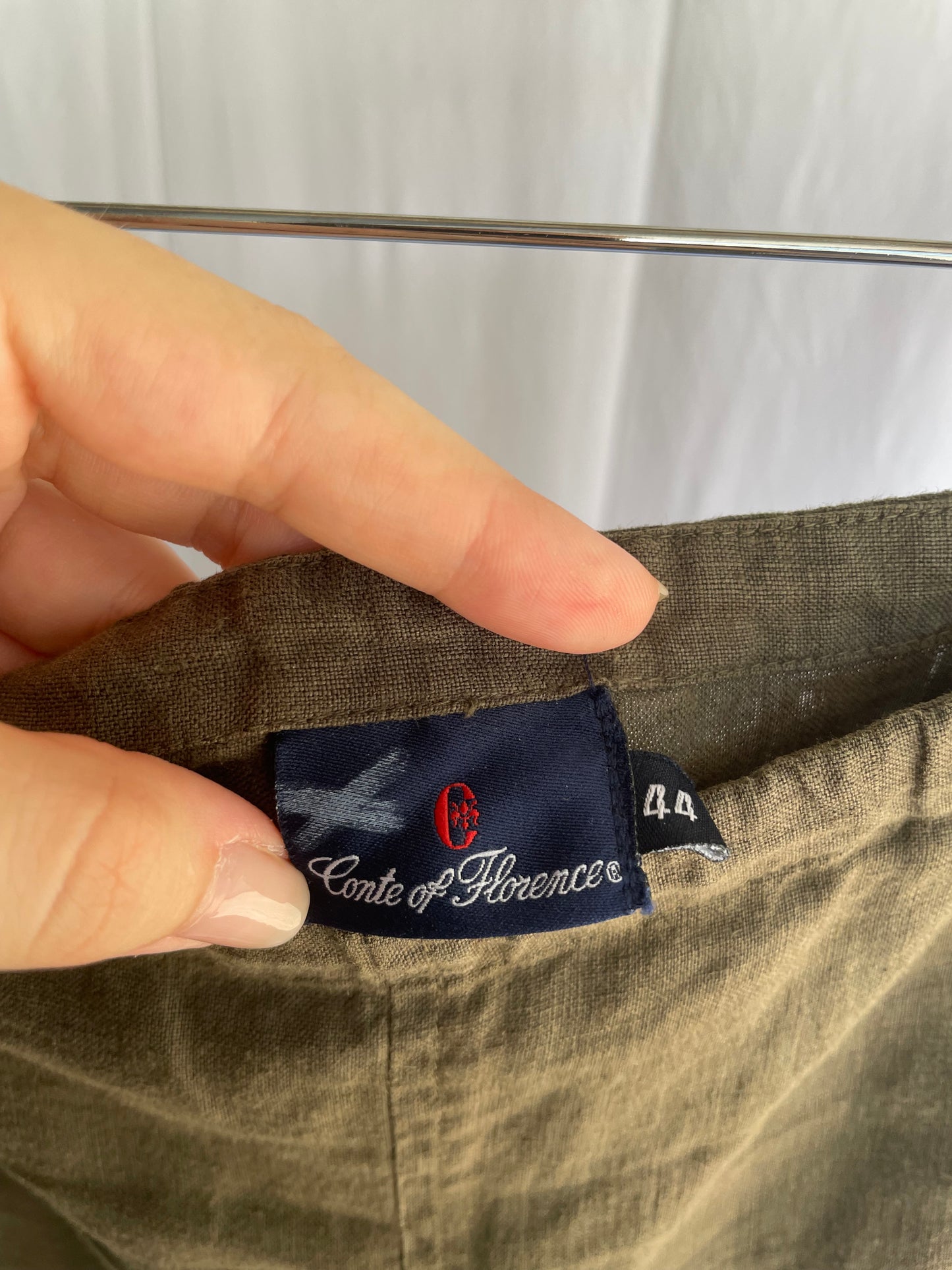 Pantalone capri ampio verde oliva 100% lino, Conte of Florence, taglia 42it