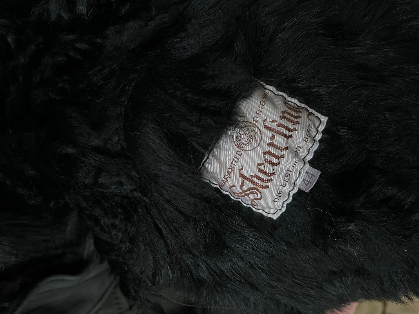 Montone originale Shearling scamosciato nero, taglia 44it donna