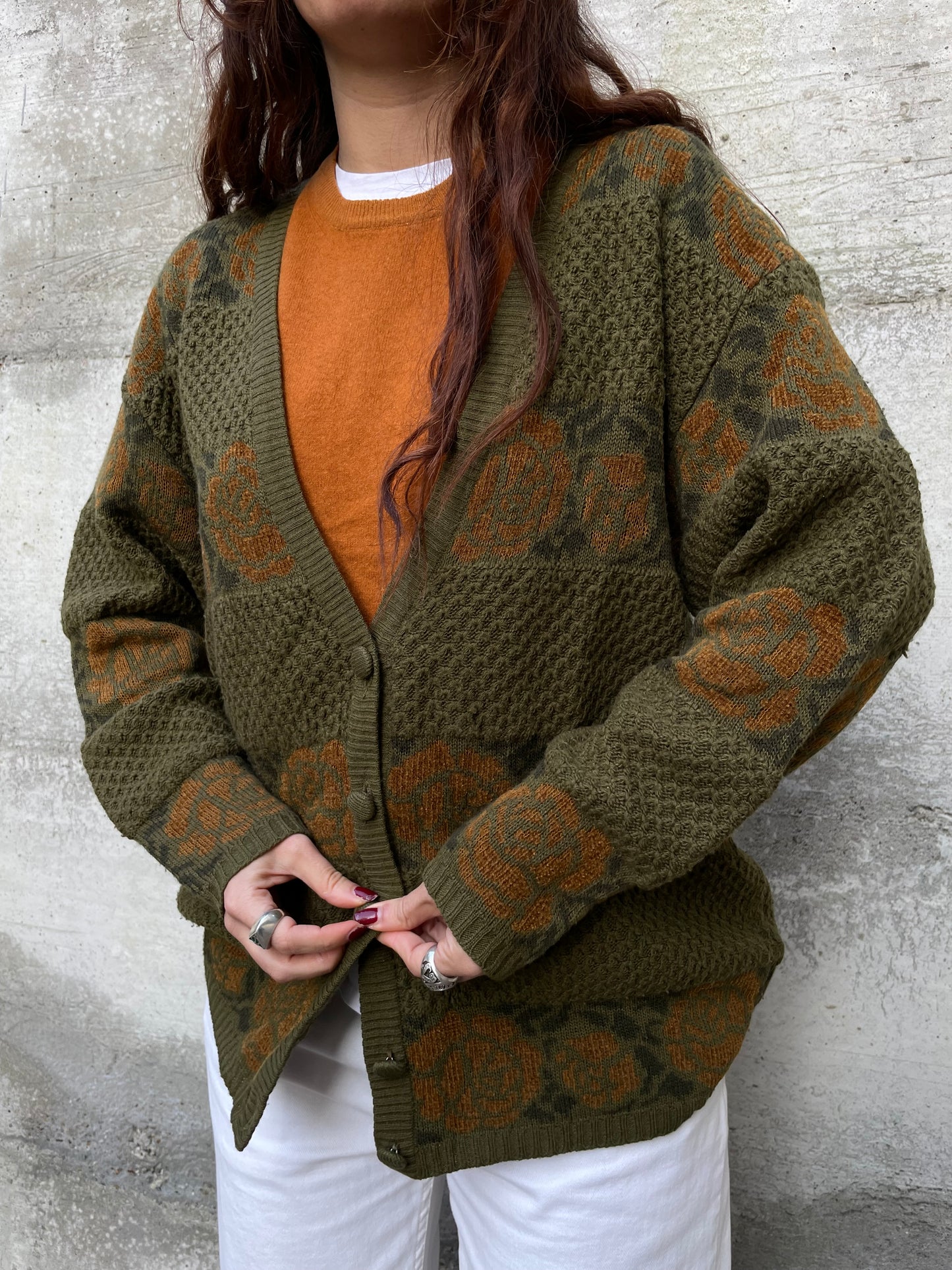 Cardigan fantasia oversize in misto lana