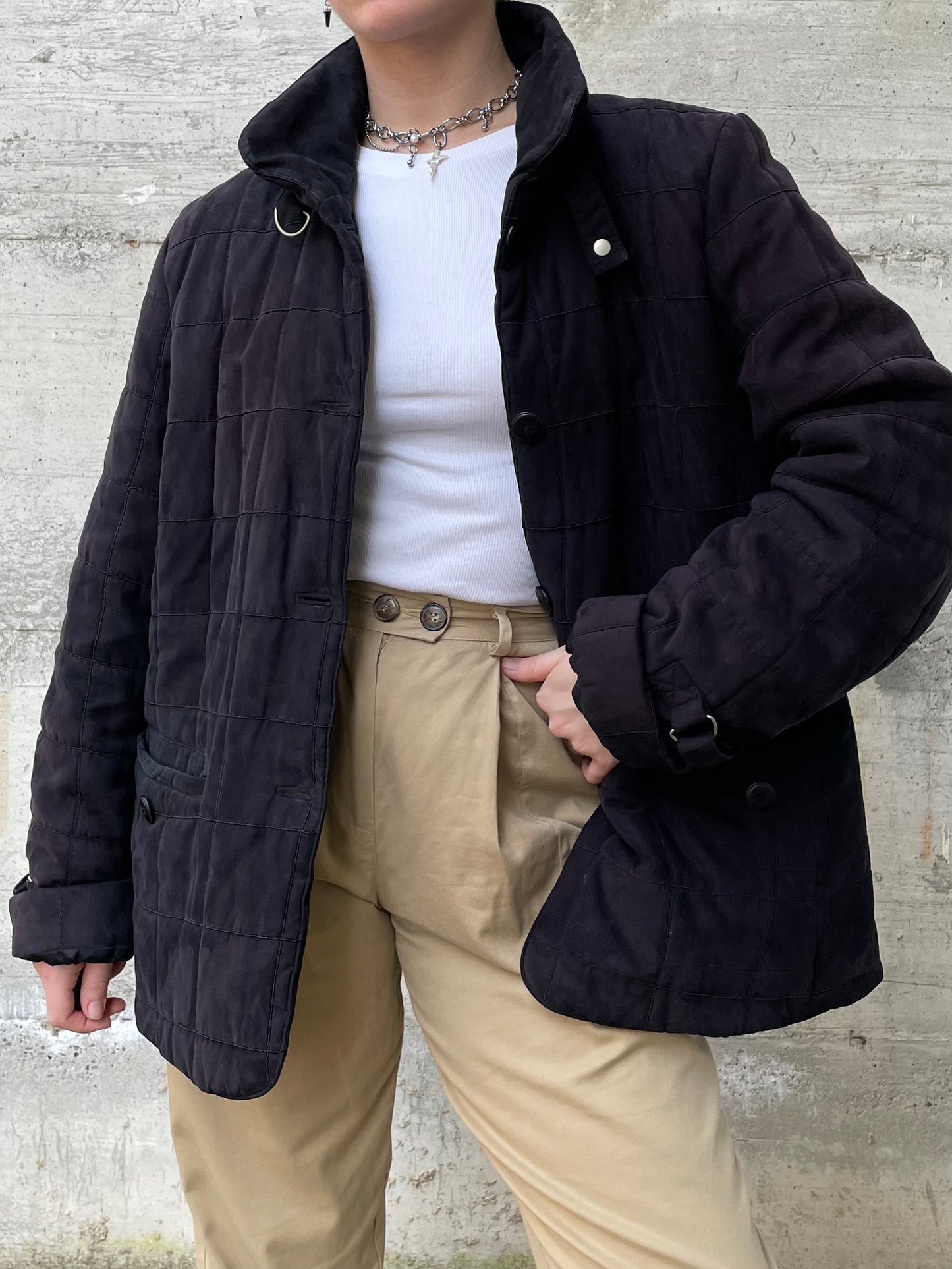 Giacca trapuntata nera - L donna