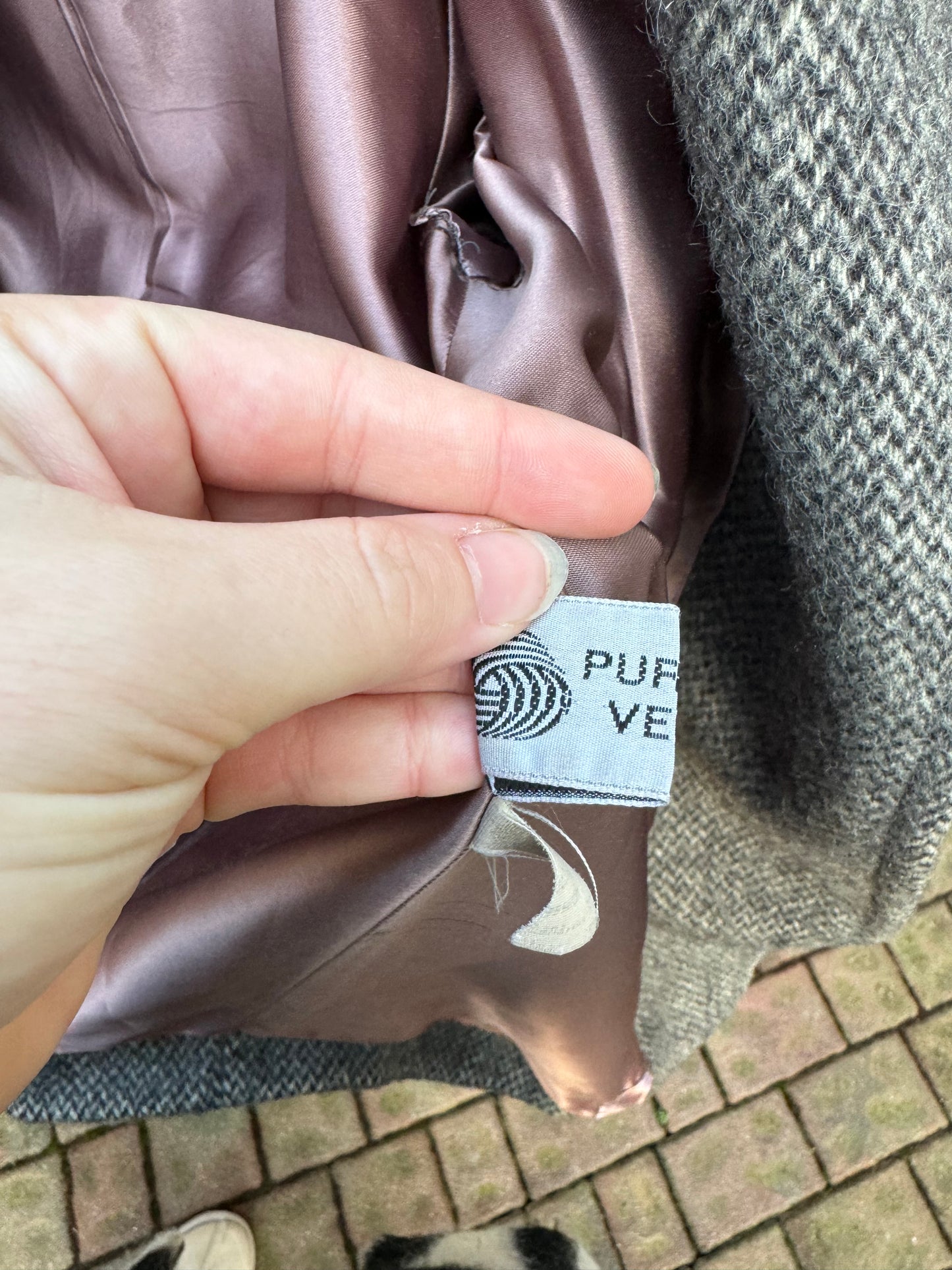 Cappotto corto sartoriale grigio spigato in pura lana vergine