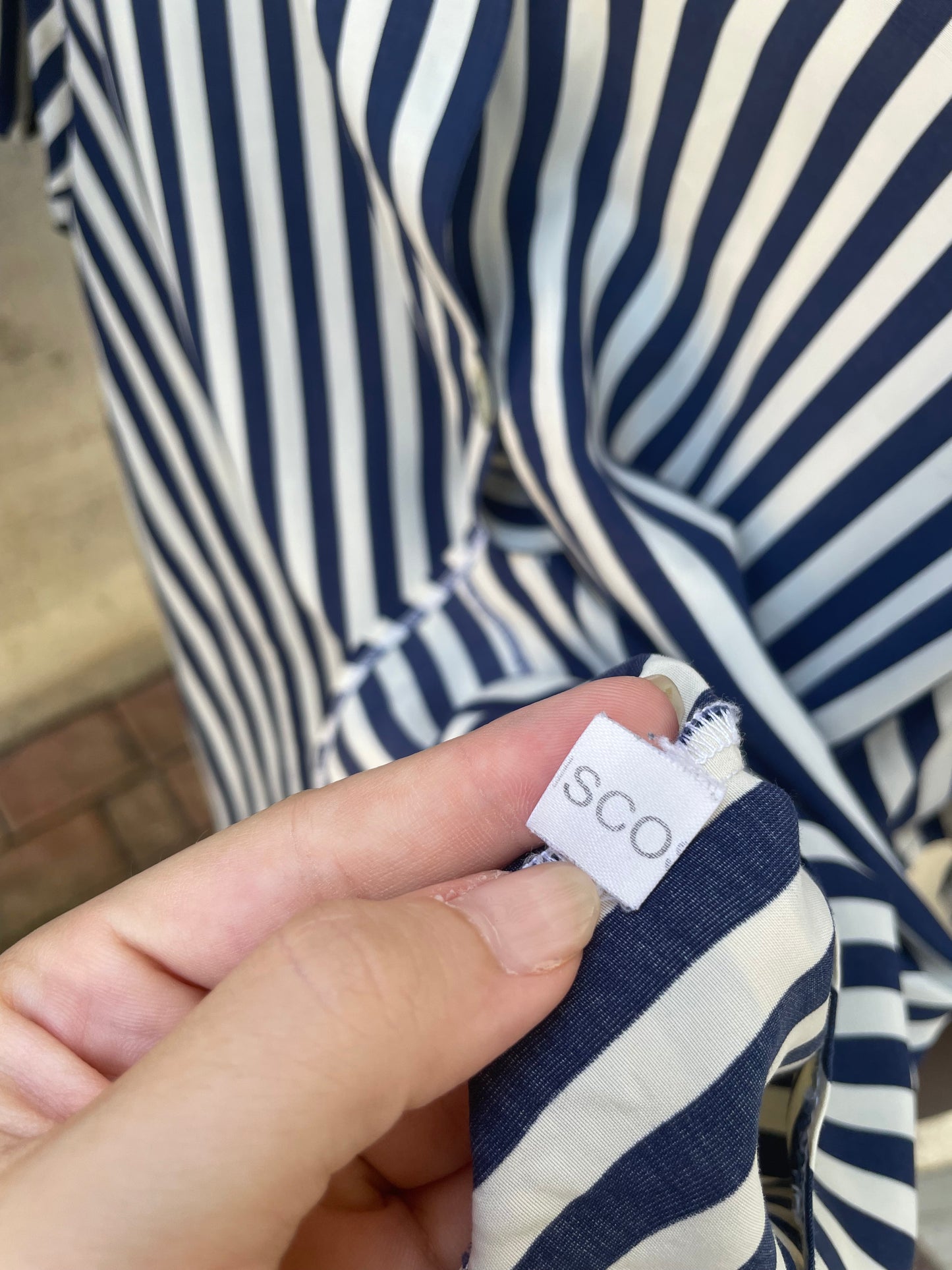 Camicetta sartoriale a righe bianca e blu, 100% viscosa, taglia L