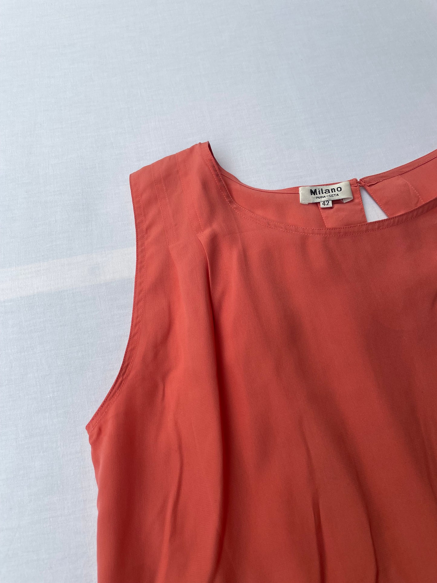 Top scivolato in pura seta salmone - taglia M