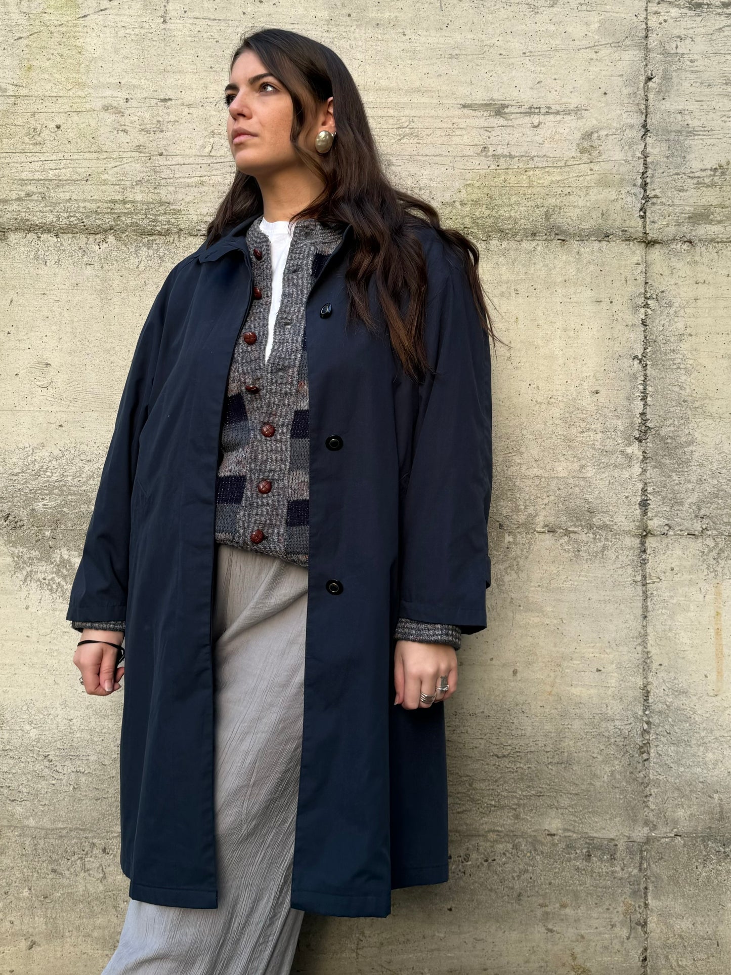 Trenchcoat sartoriale monopetto blu notte