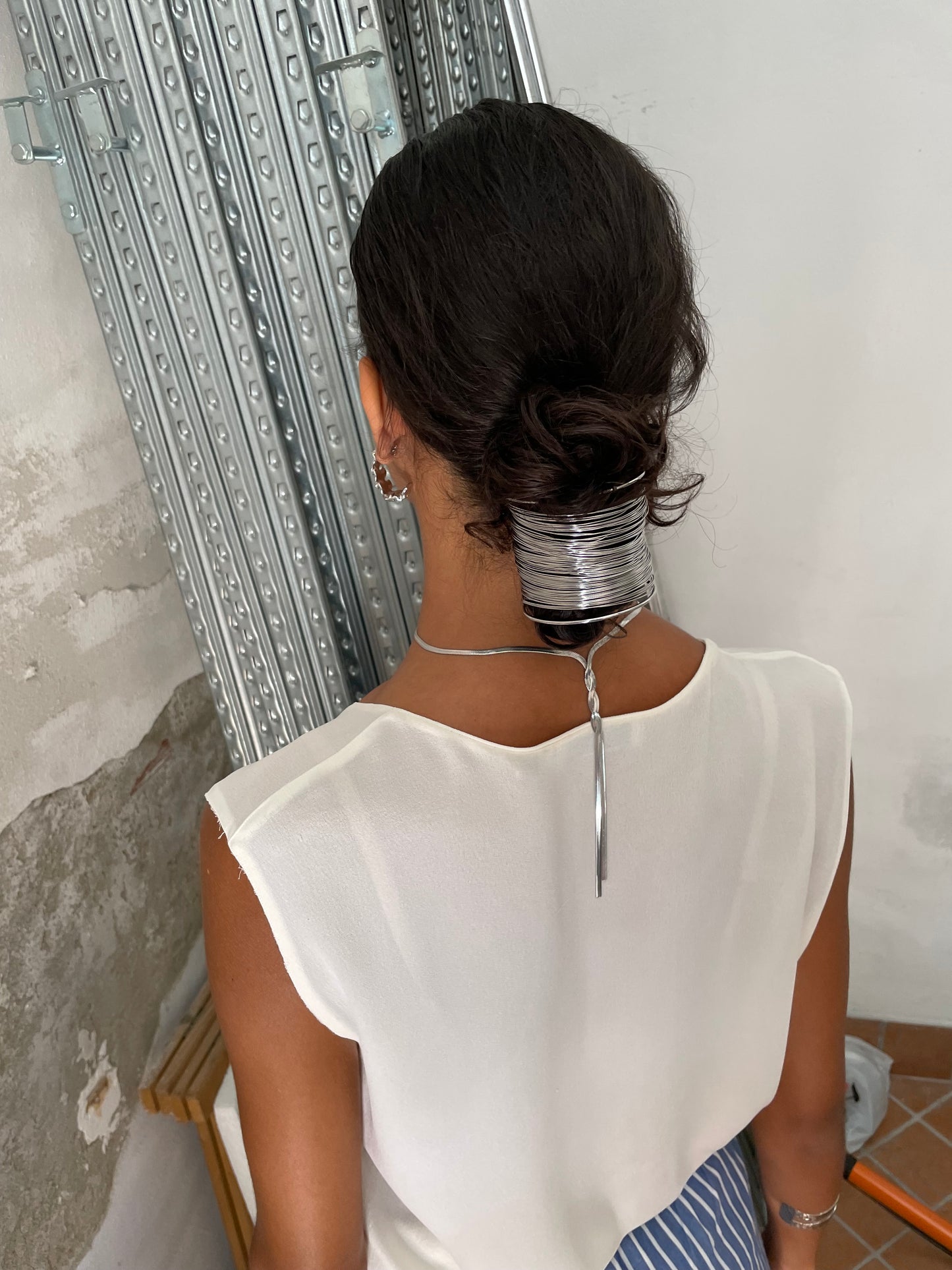 Top latte sartoriale 100% crepe di seta - taglia 44it