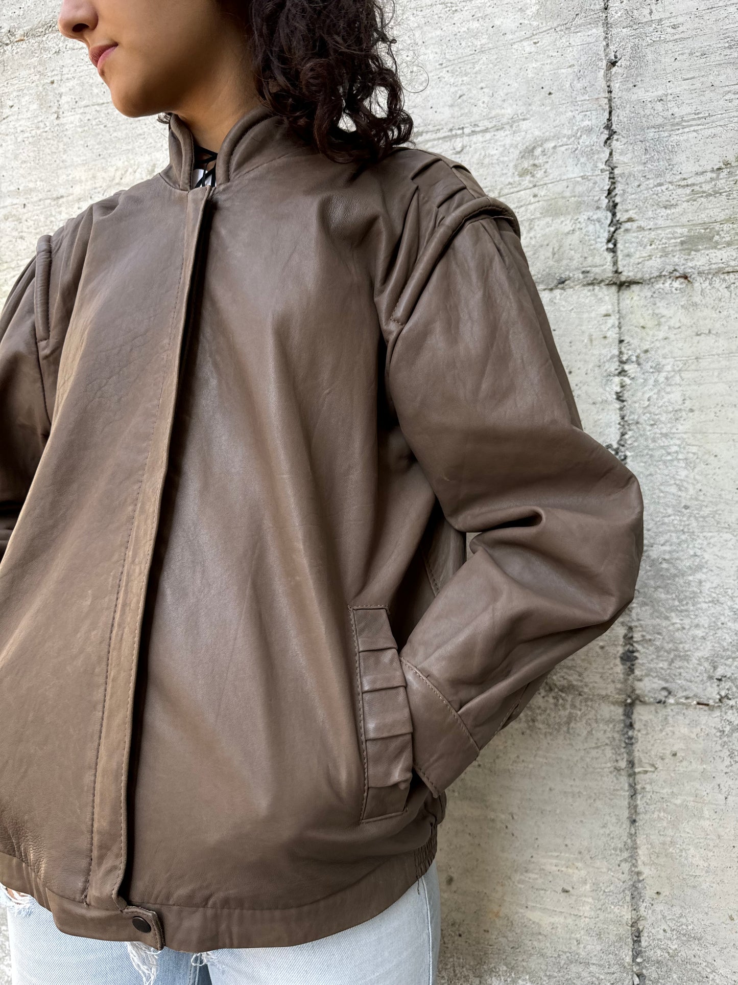 Bomberino donna liscio in vera pelle nappata