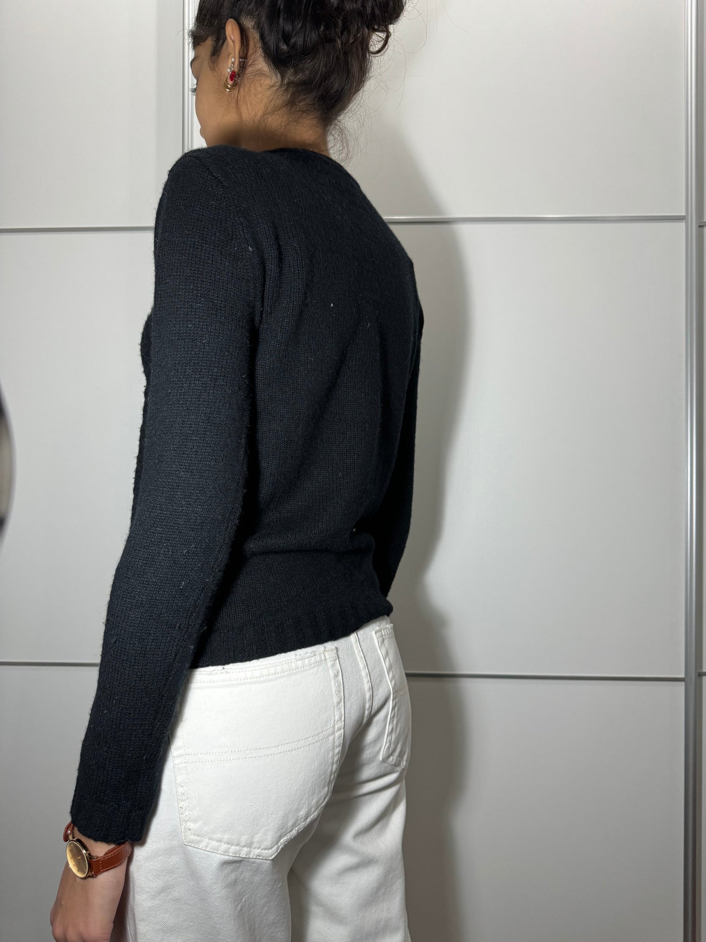 Maglioncino girocollo Ragno nero, in misto lana e cashmere, taglia S