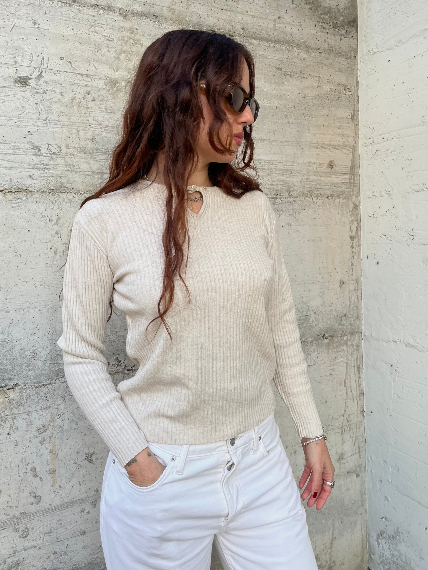 Maglioncino sabbia 100% cashmere