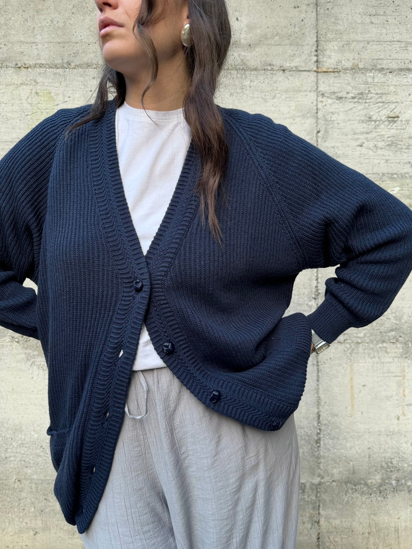 Cardigan donna tricot blu notte