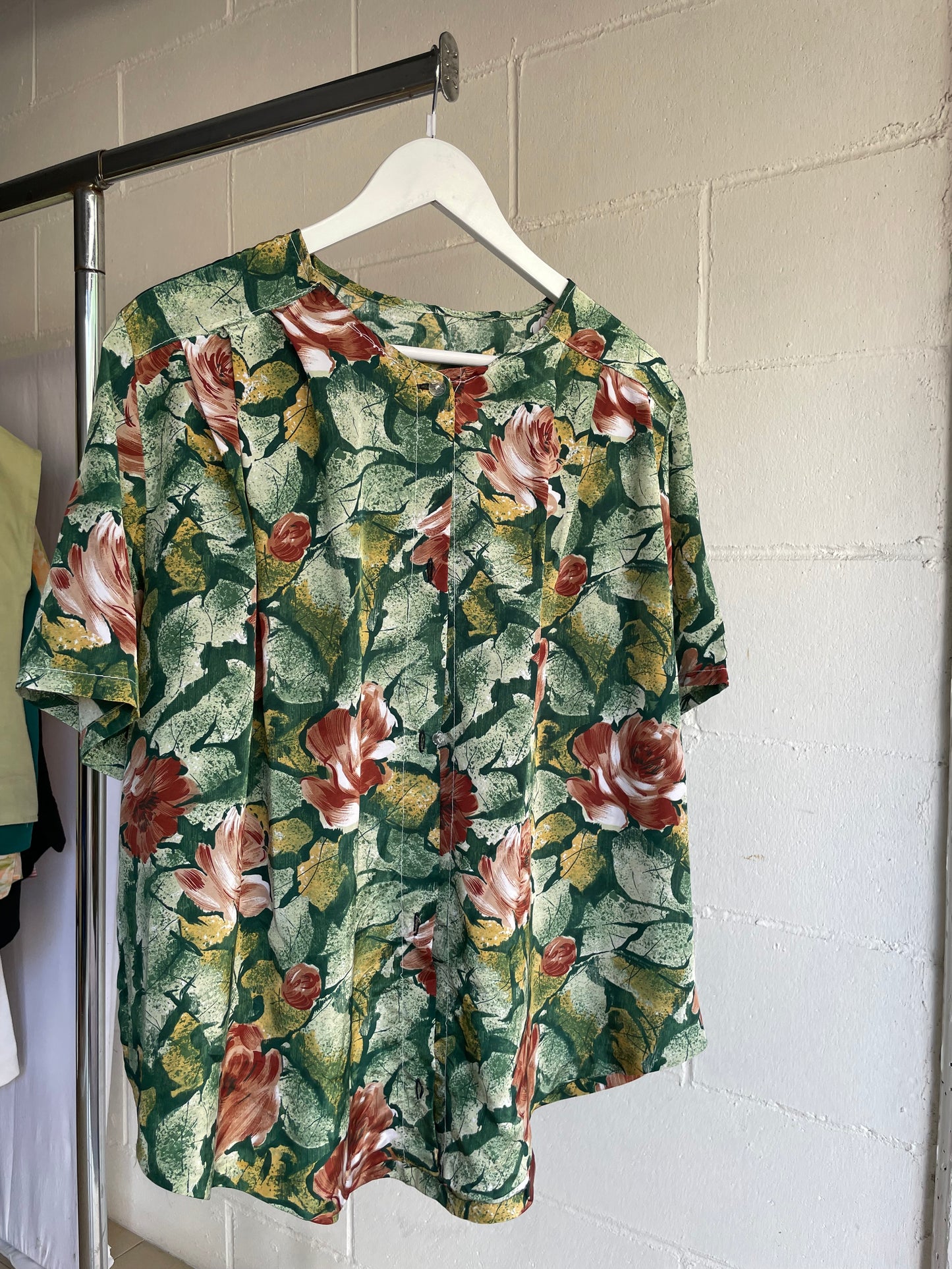 Camicia sartoriale 100% seta fantasia floreale - taglia XL