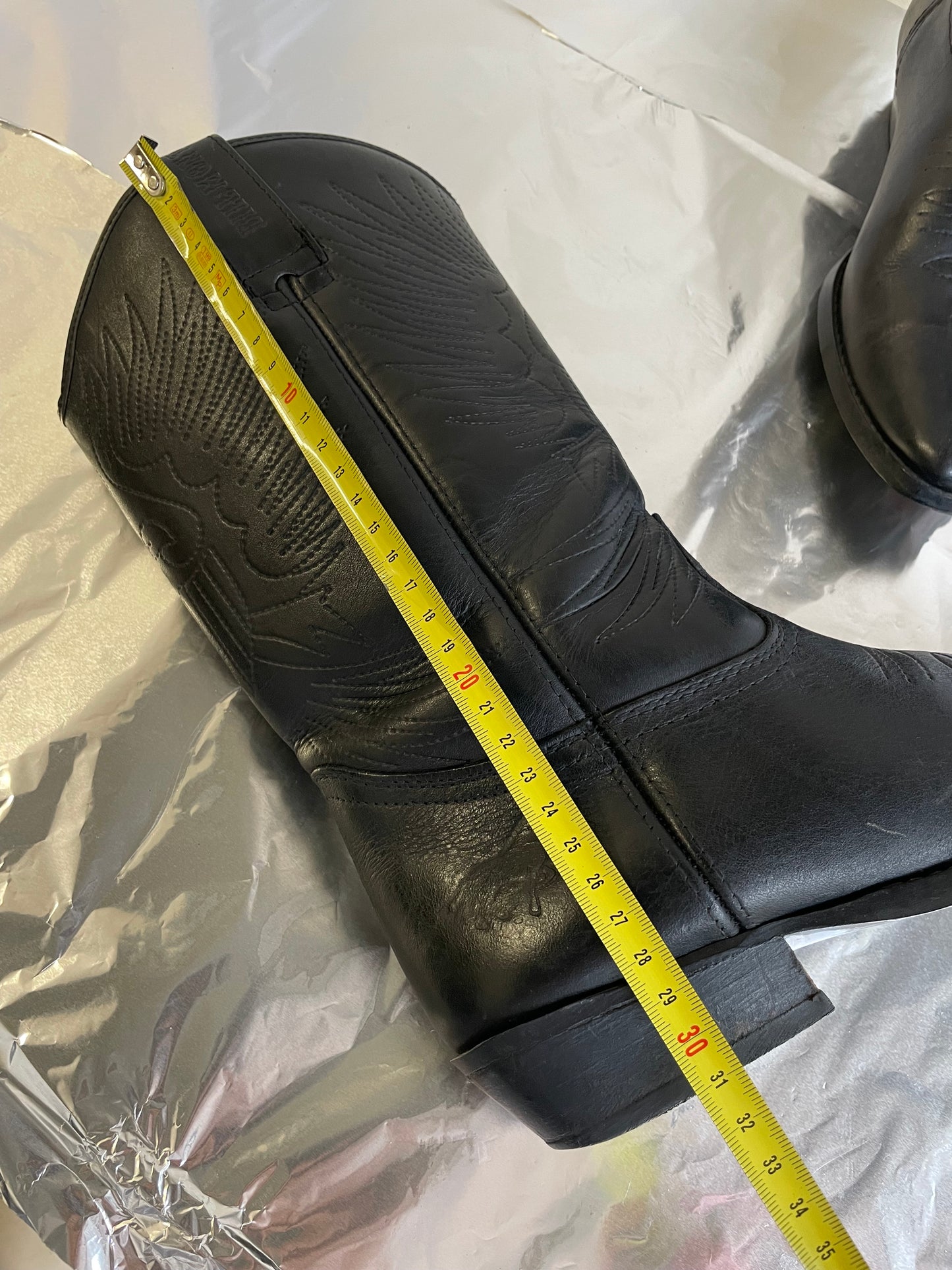 EU 39 - Texano vintage vera pelle nero, originale americano