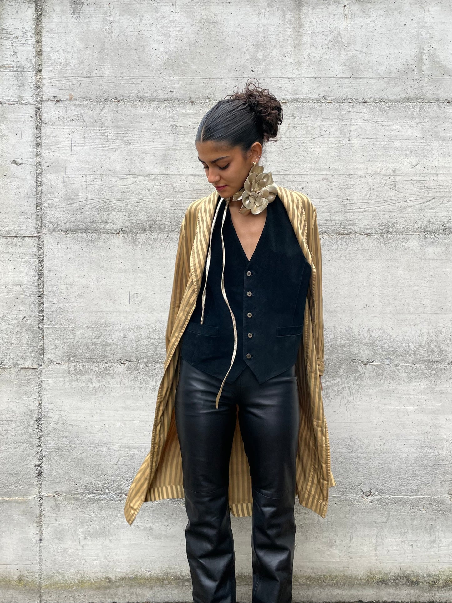 Vestaglia sartoriale in seta striped - taglia unica