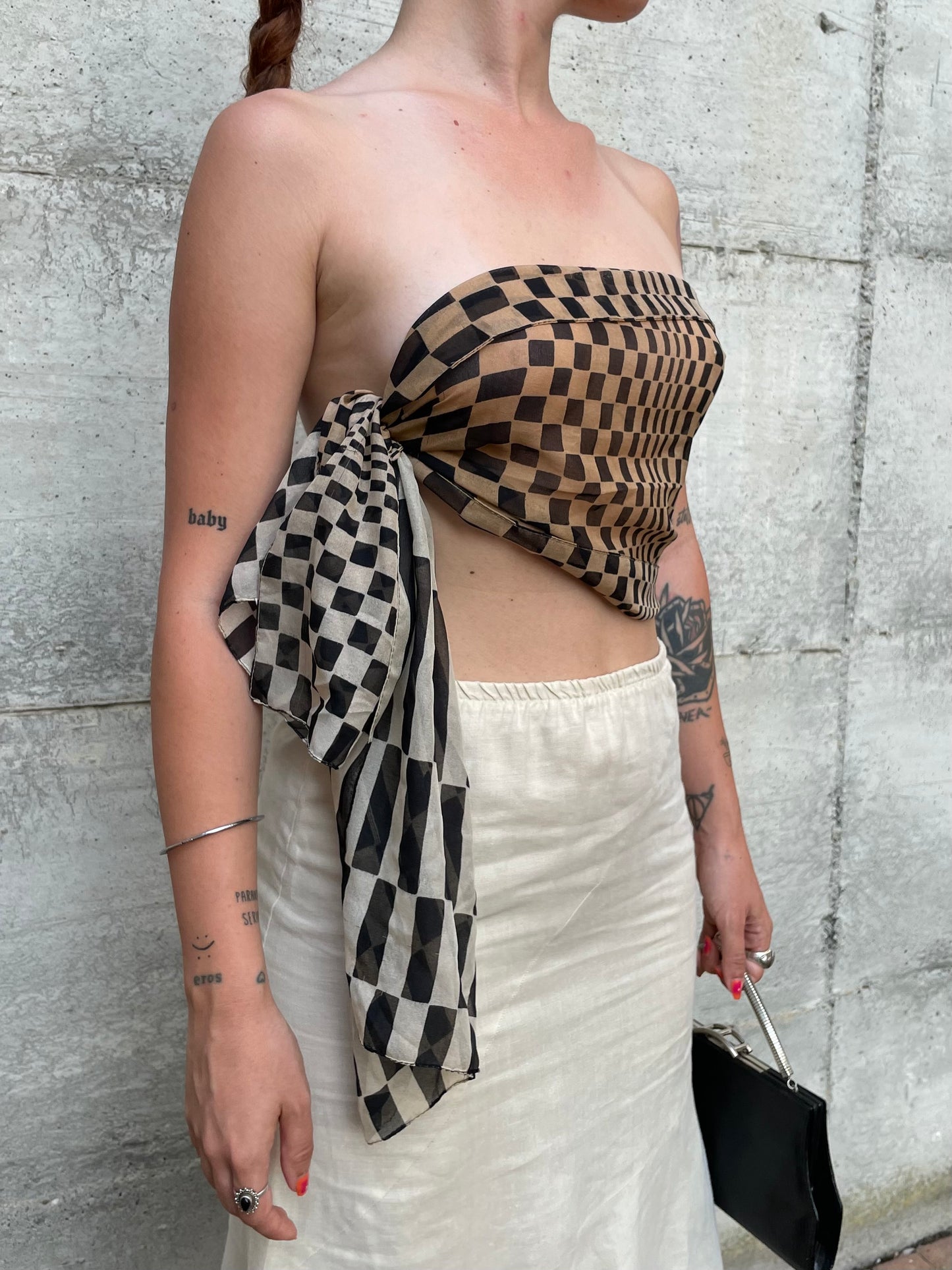 Foulard vintage Made in Italy check - 33x160cm