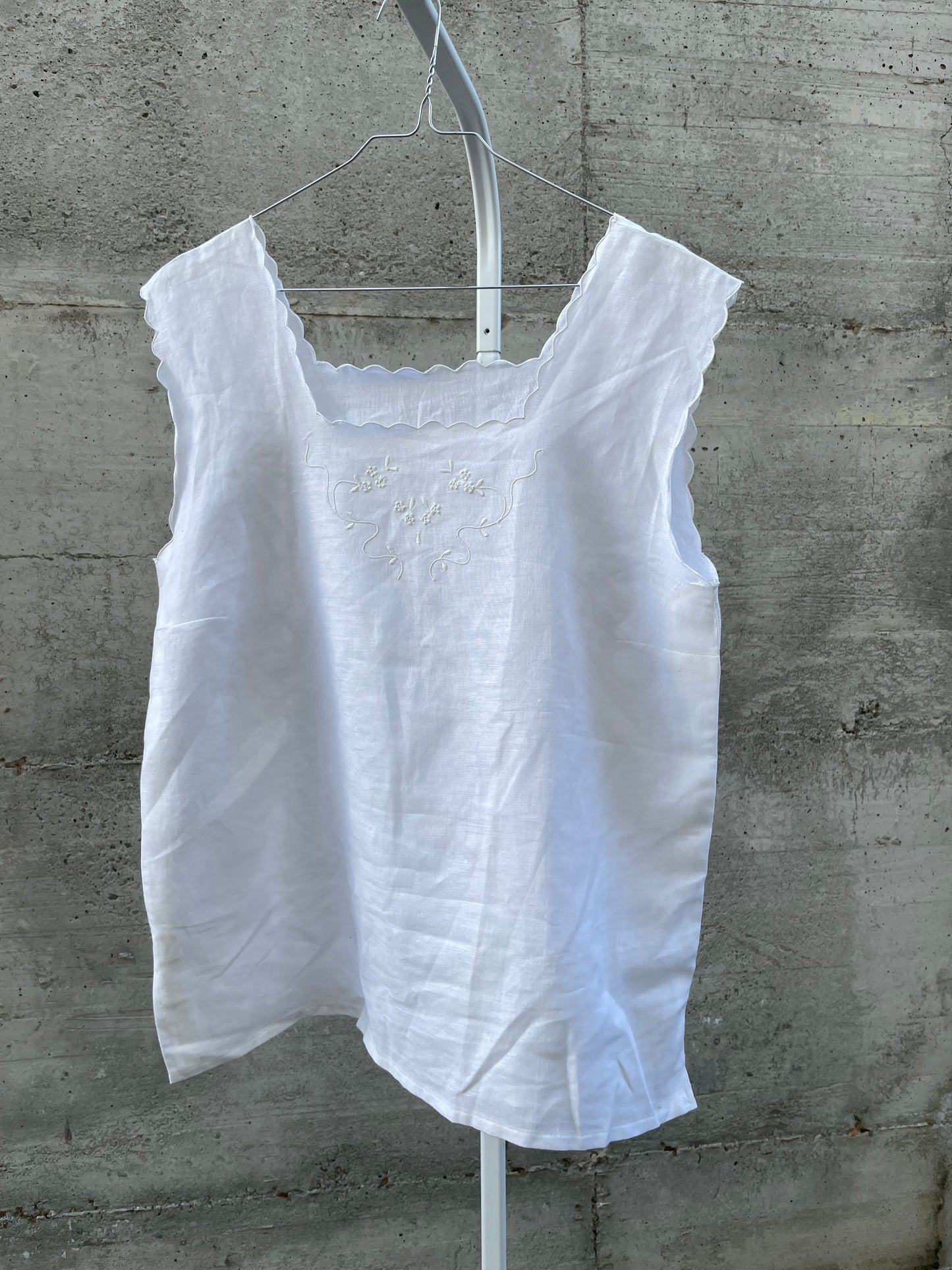 Top bianco 50% cotone 50% lino