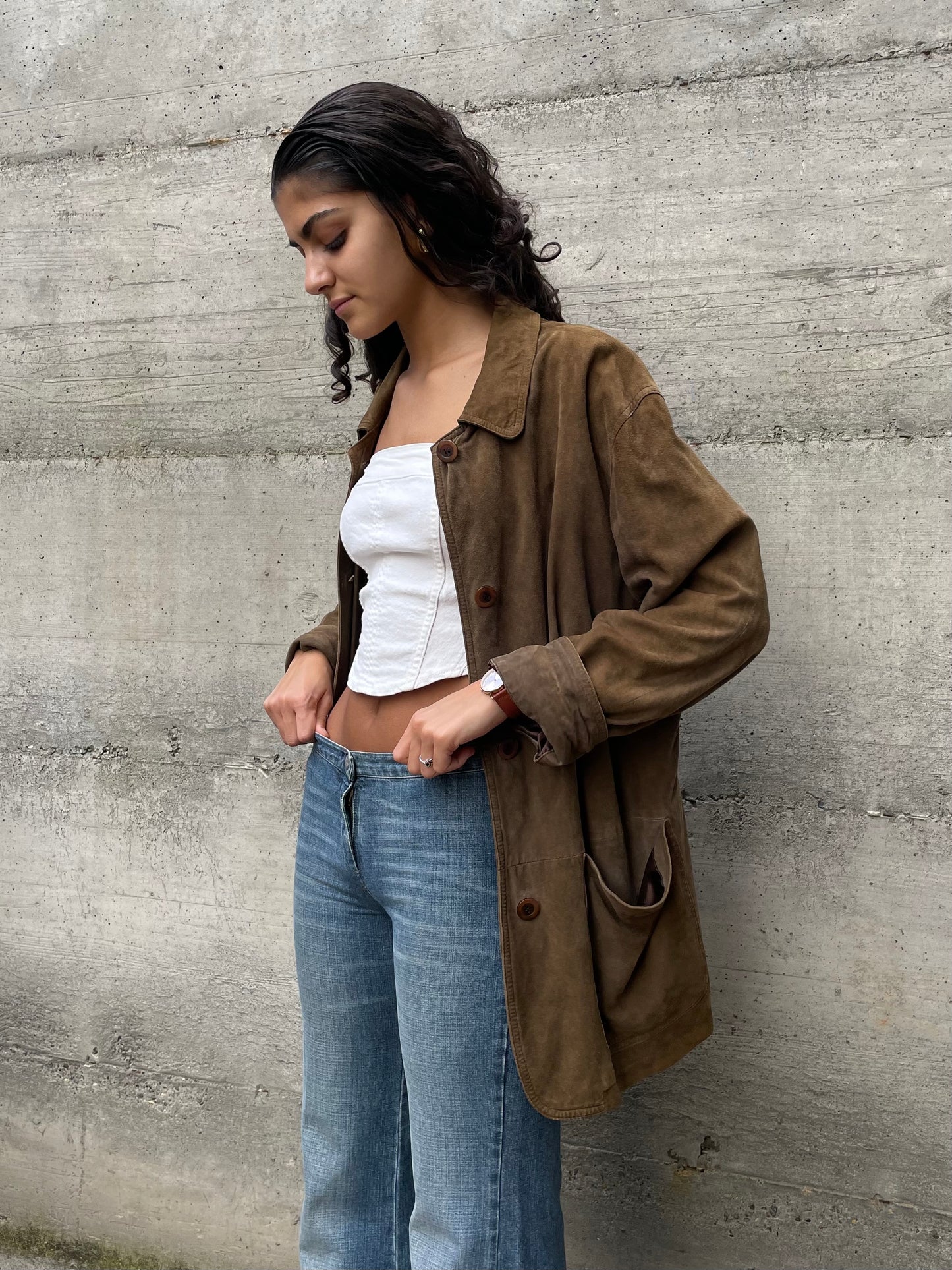 Blazer oversize suede marrone - taglia L