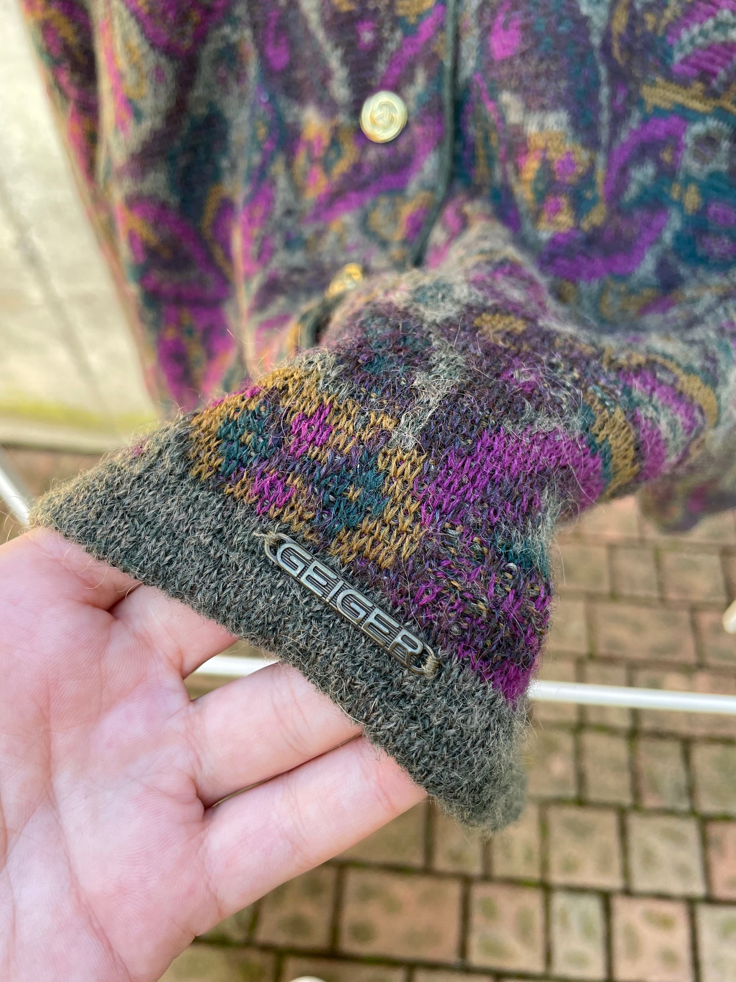 Cardigan Geiger in misto lana e mohair - taglia M/L