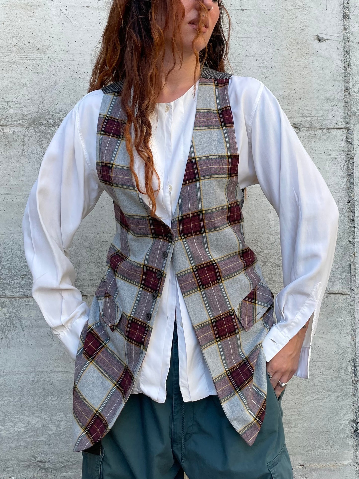 Gilet svasato tartan Manila Grace, taglia S