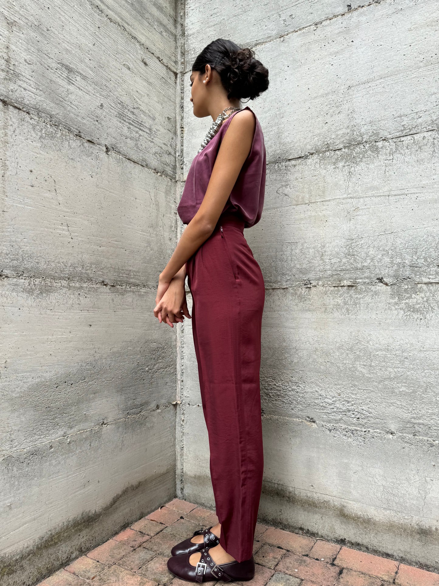 Pantalone sartoriale vinaccia, taglia S