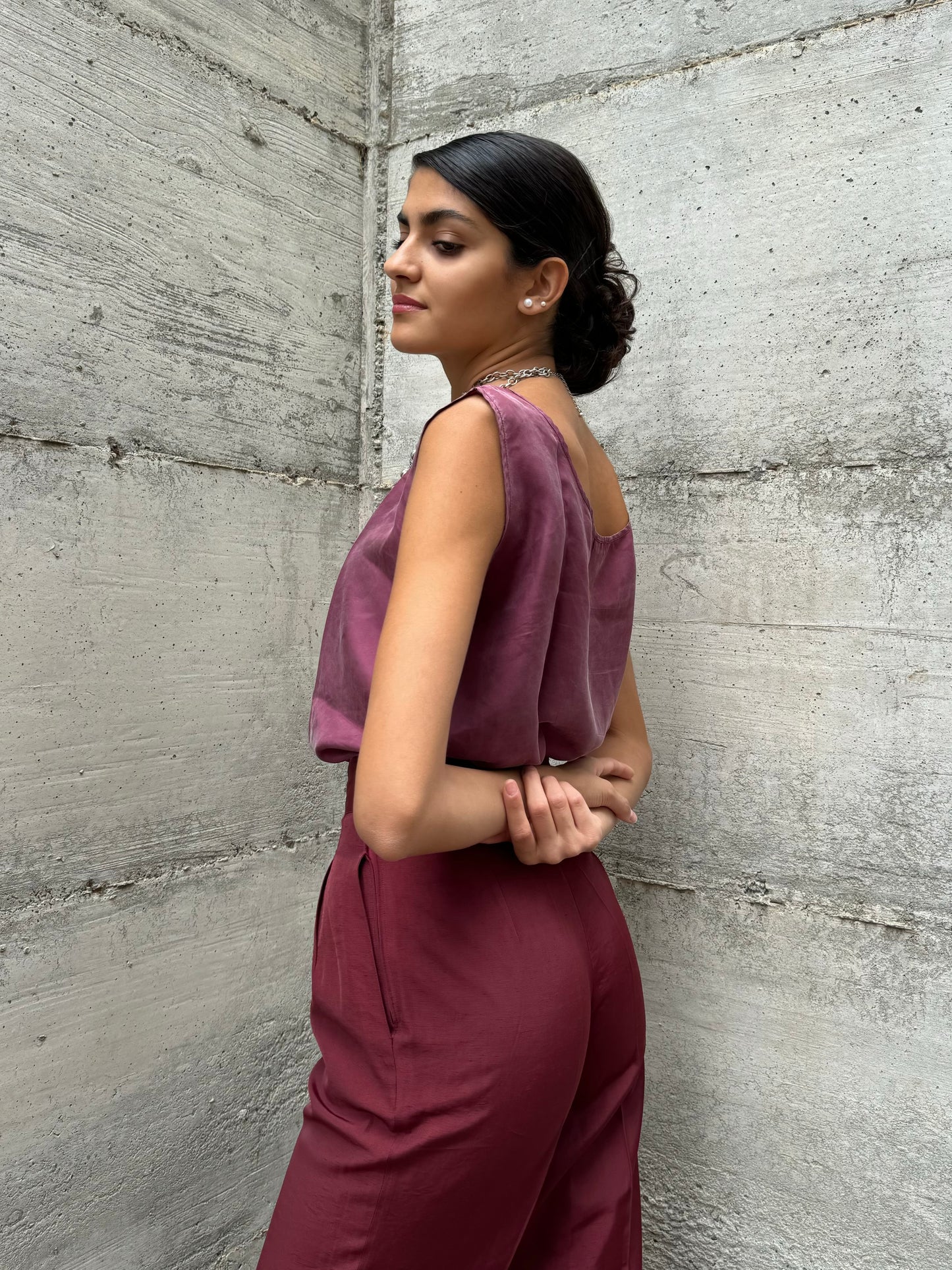 Top / sottogiacca sartoriale in pura seta, taglia M