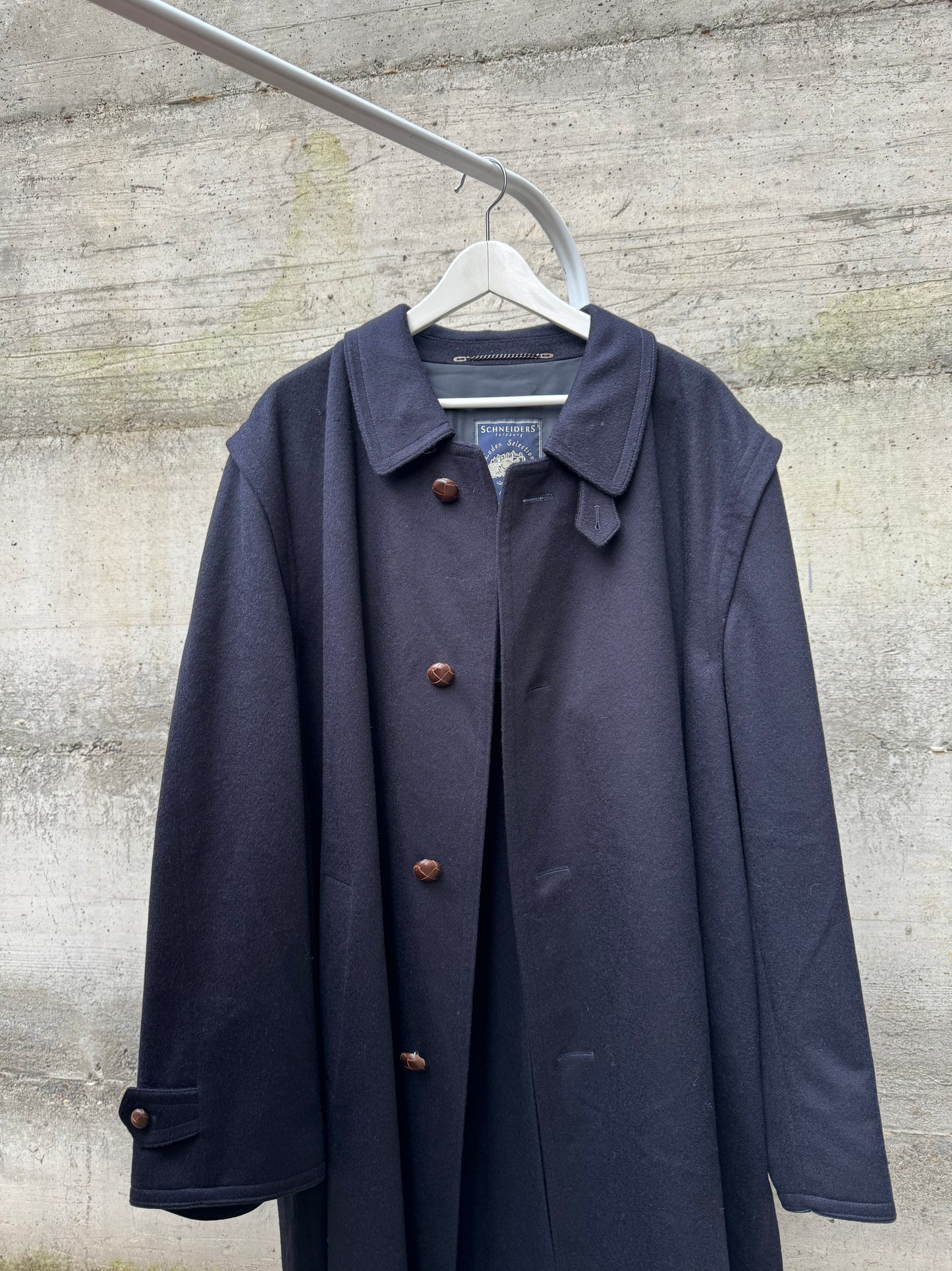 Classico cappotto Loden blu notte in misto lana vergine e alpaca