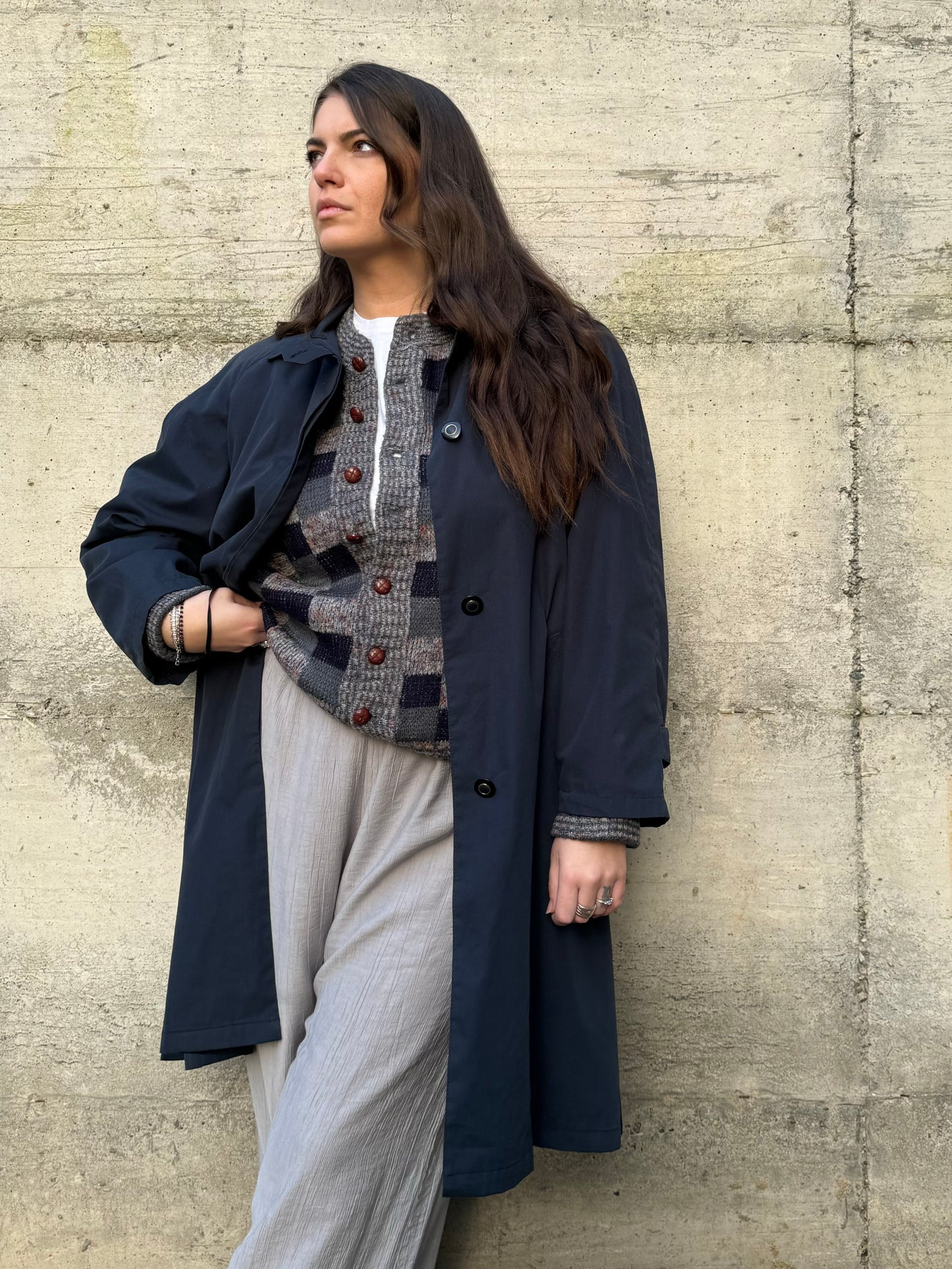 Trenchcoat sartoriale monopetto blu notte