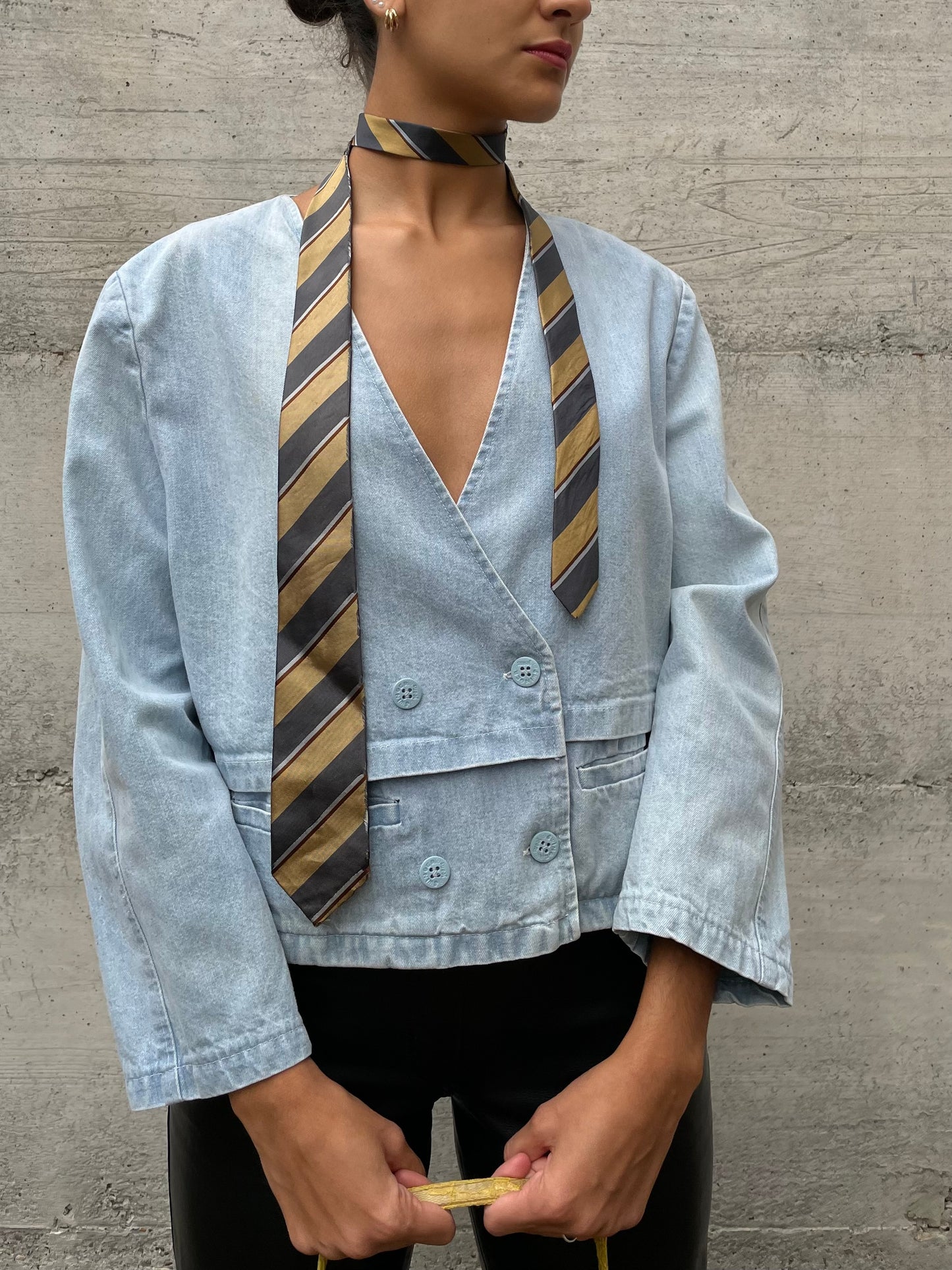 Giacchina denim cropped lavaggio chiaro 100% cotone - taglia M