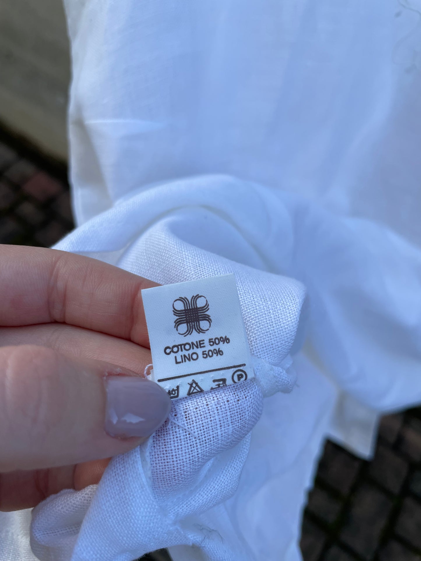 Top bianco 50% cotone 50% lino