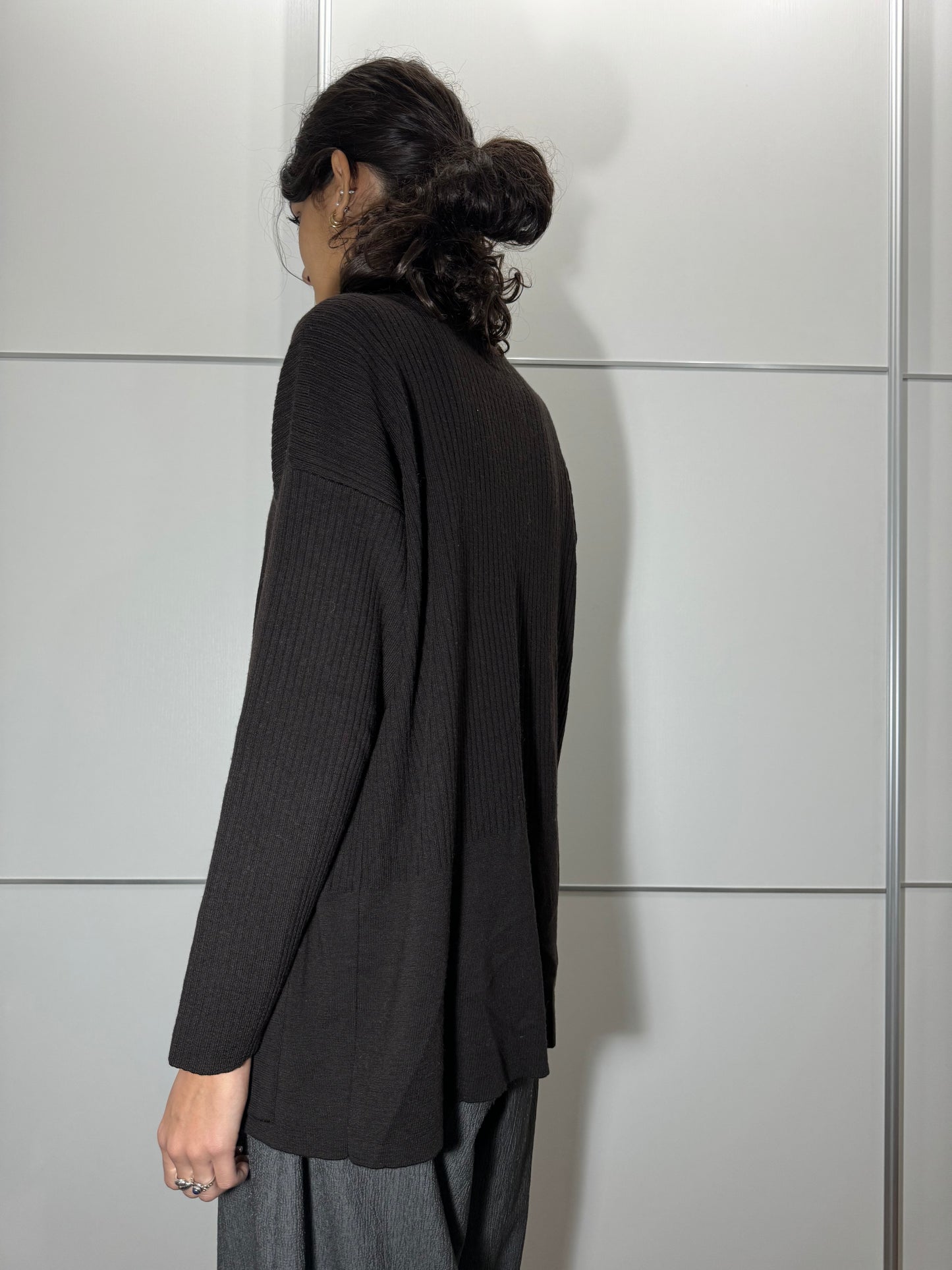 Cardigan testa di moro in 100% lana merino extrafine