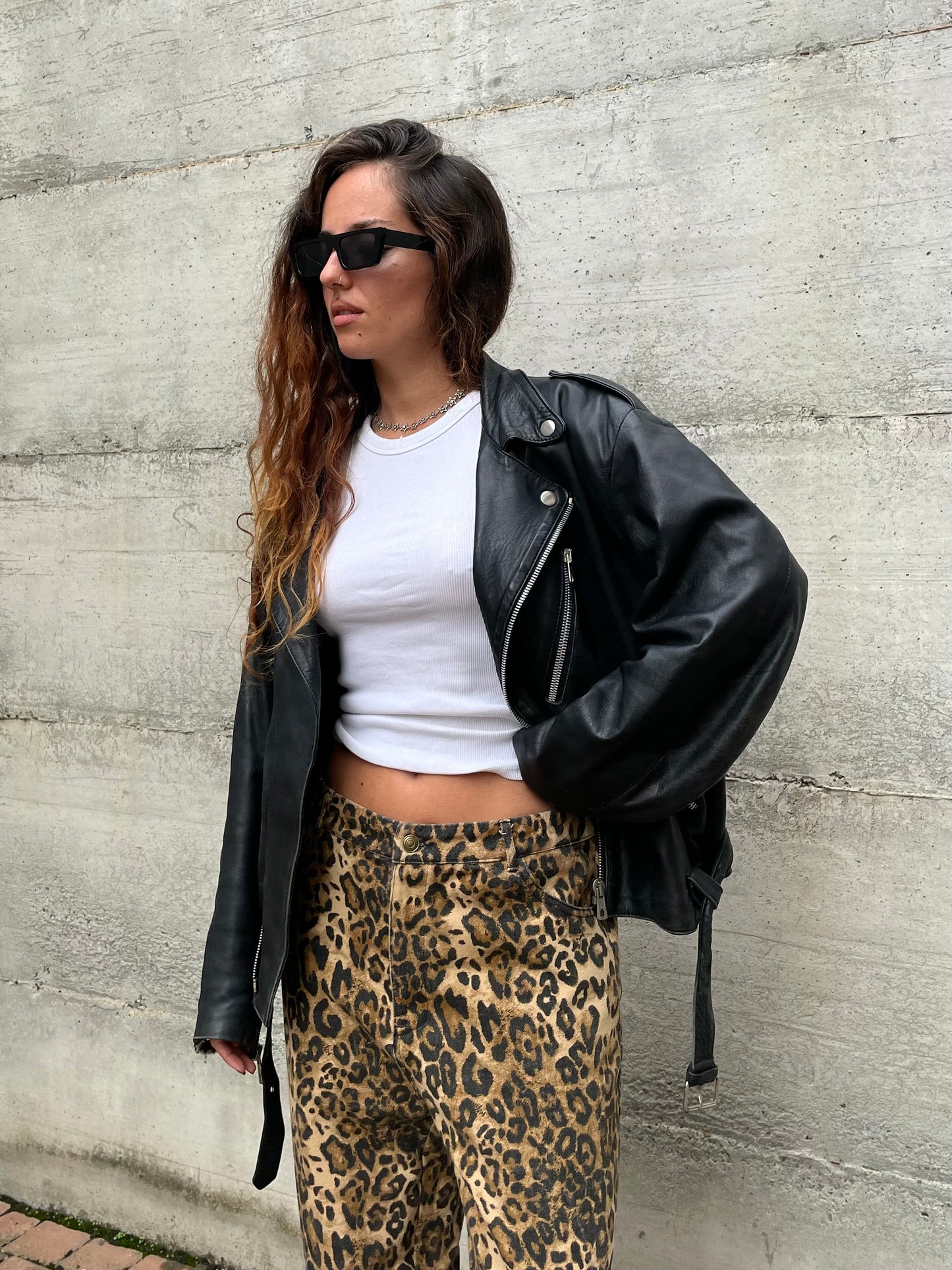 Chiodo vintage vera pelle nero, in nappa leggera, taglia XL