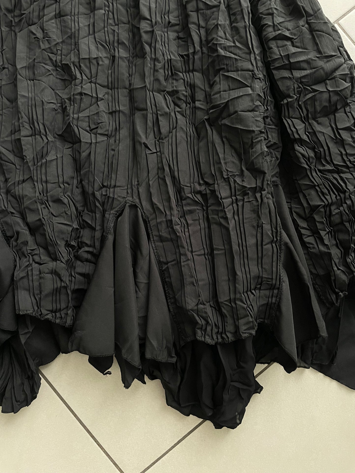 Maxi gonna sartoriale nera 100% cotone crespato - taglia unica