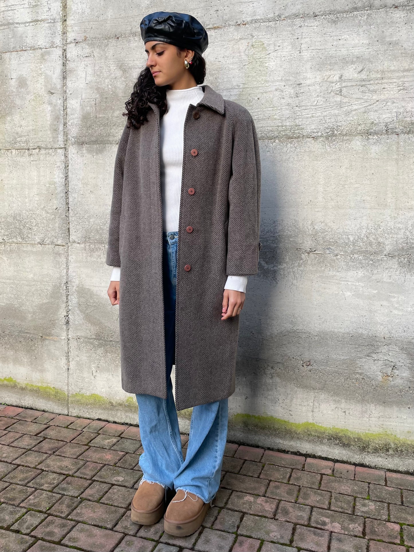 Cappotto monopetto sartoriale spigato in lana