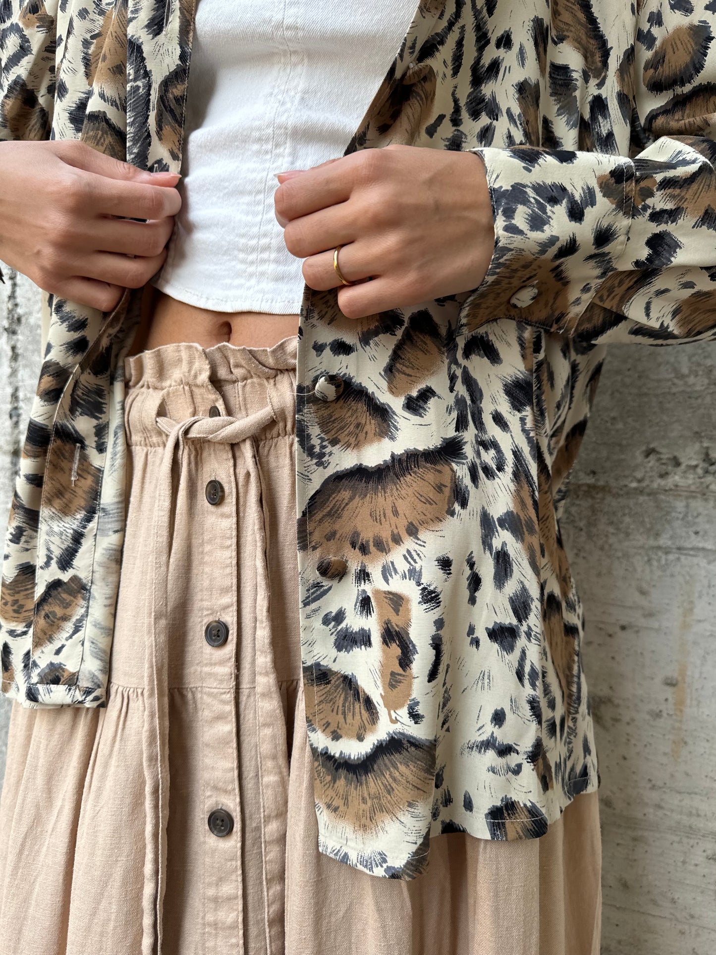 Camicia sartoriale in seta animalier