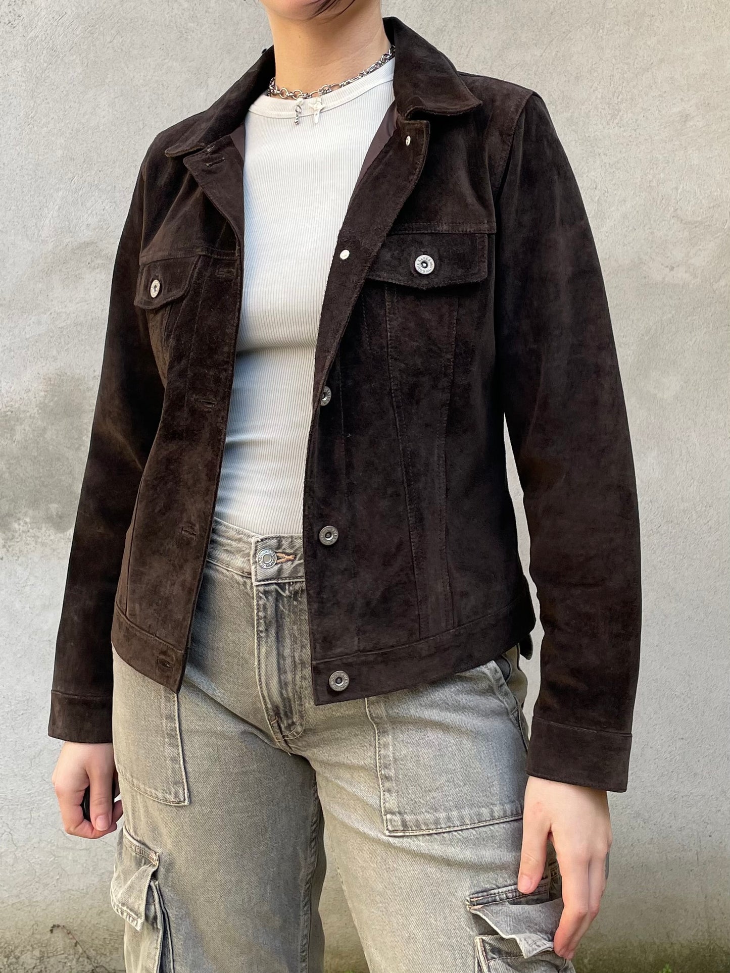 Giacca suede marrone