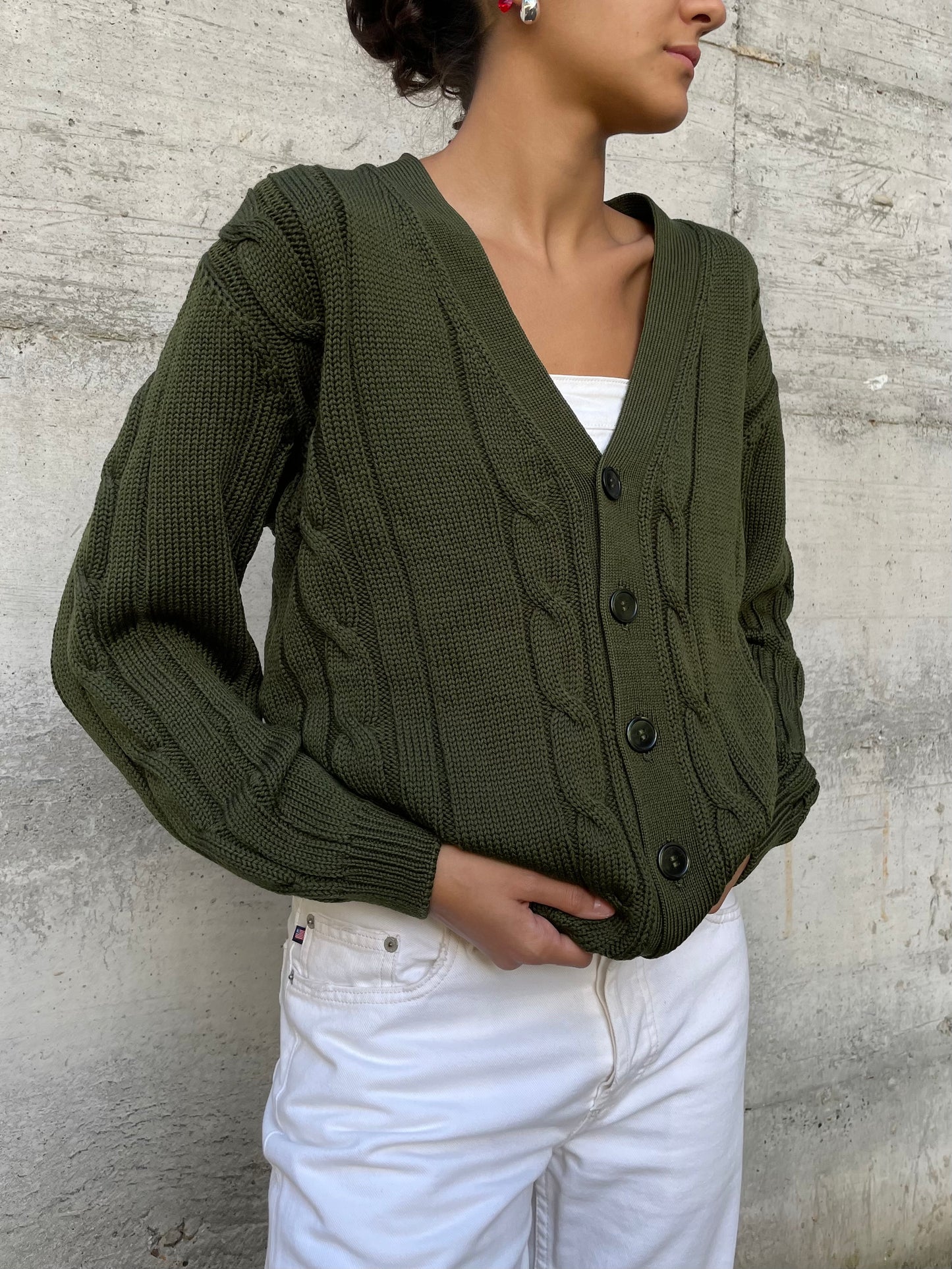 Cardigan sartoriale in misto lana e cotone - taglia M/L