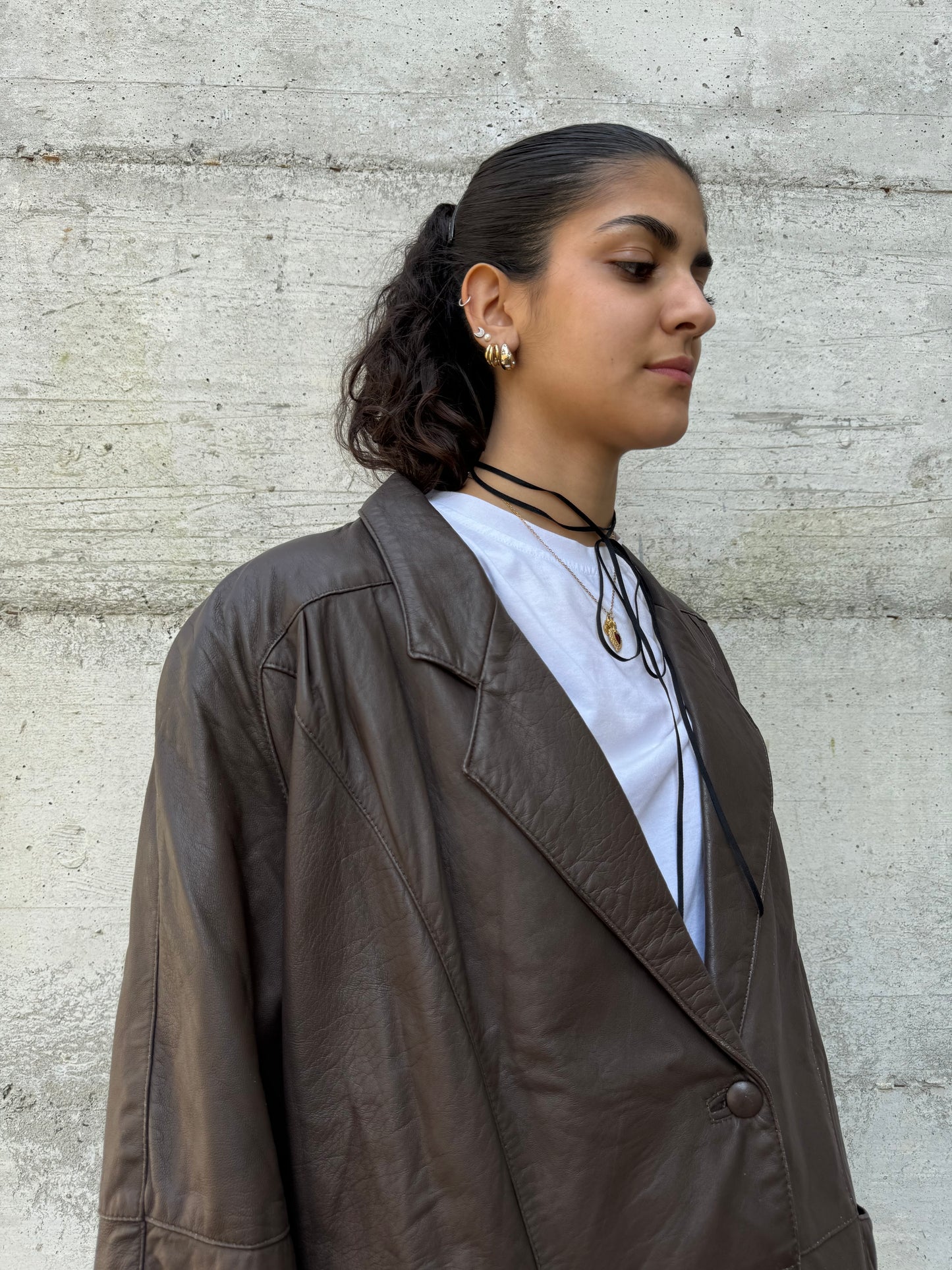 Giacca 80s donna cioccolato in vera pelle nappata