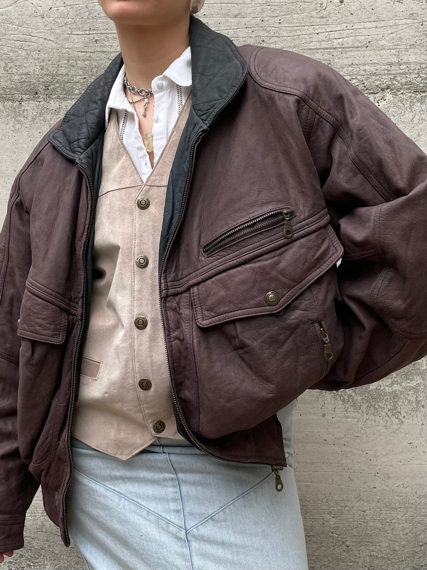 Bomber vinaccia vera pelle - L uomo