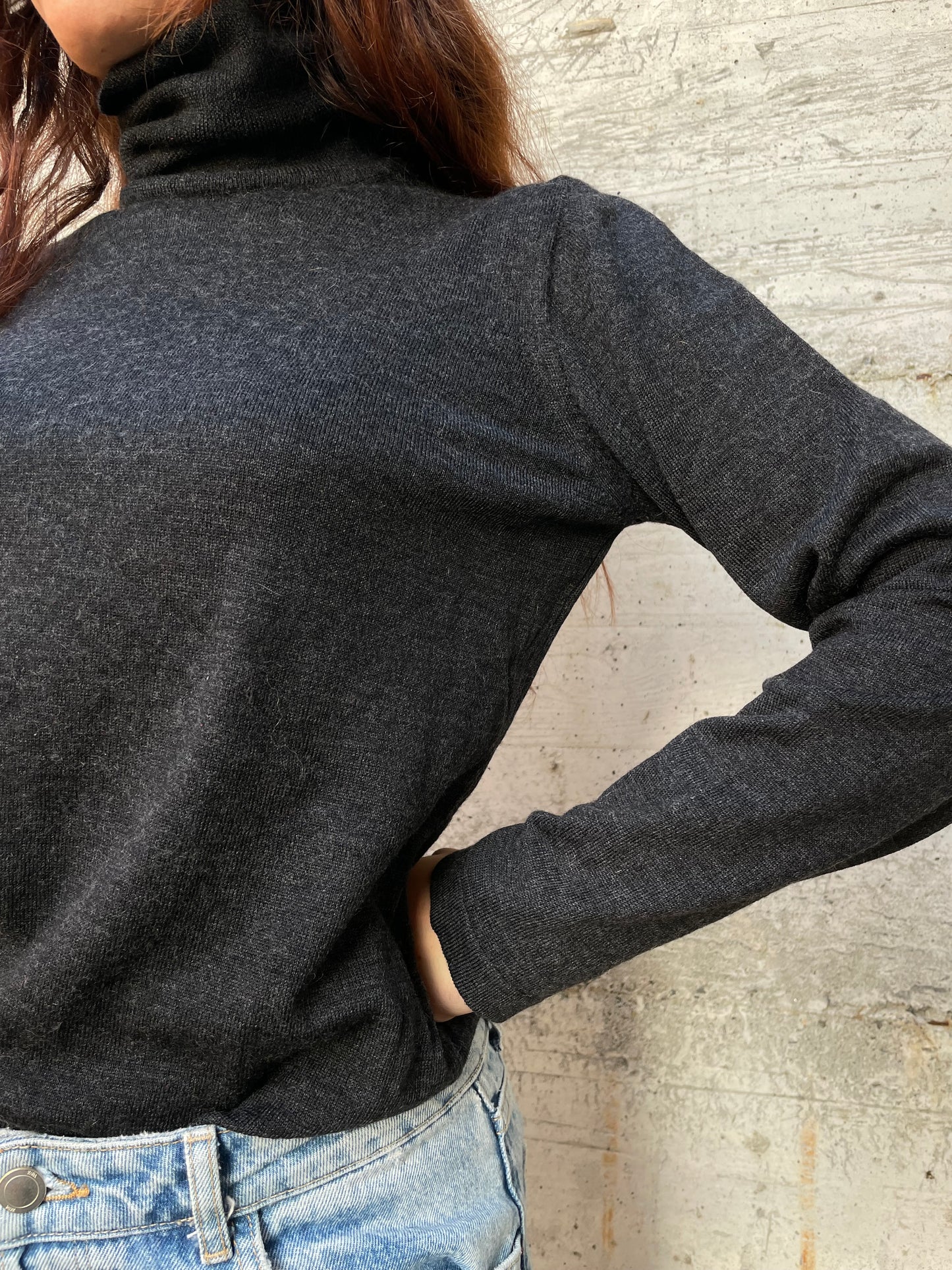 Dolcevita leggero 100% lana vergine grigio scuro - taglia M