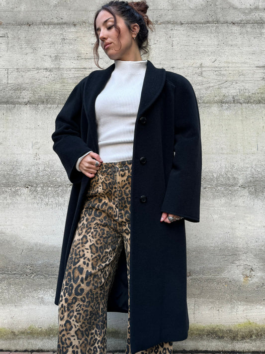 Cappotto donna sartoriale 100% lana vergine merino Marzotto e fodera in cupro Bemberg. Taglia 42it