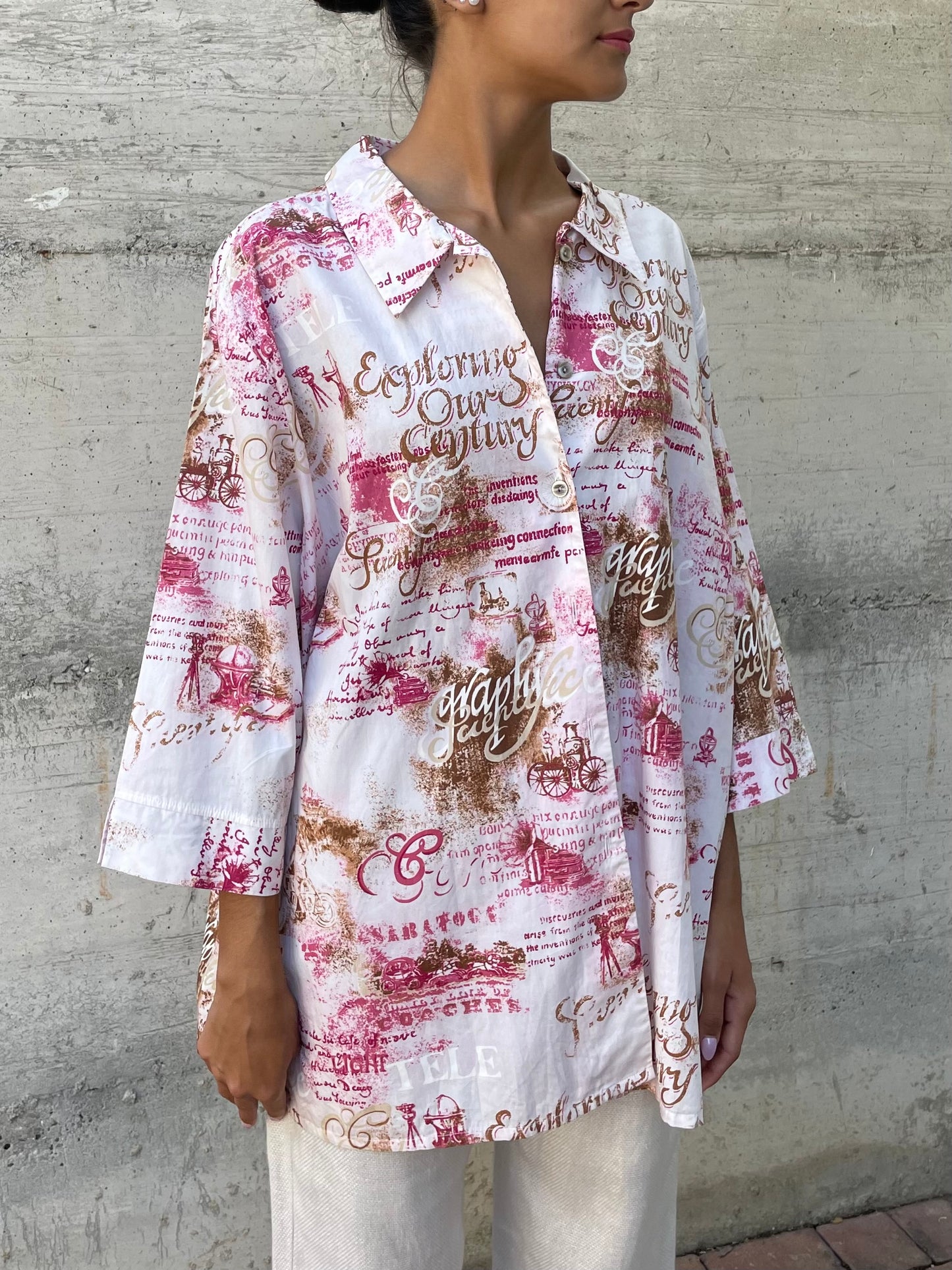 Maxi camicia kimono fantasia 100% cotone, taglia unica