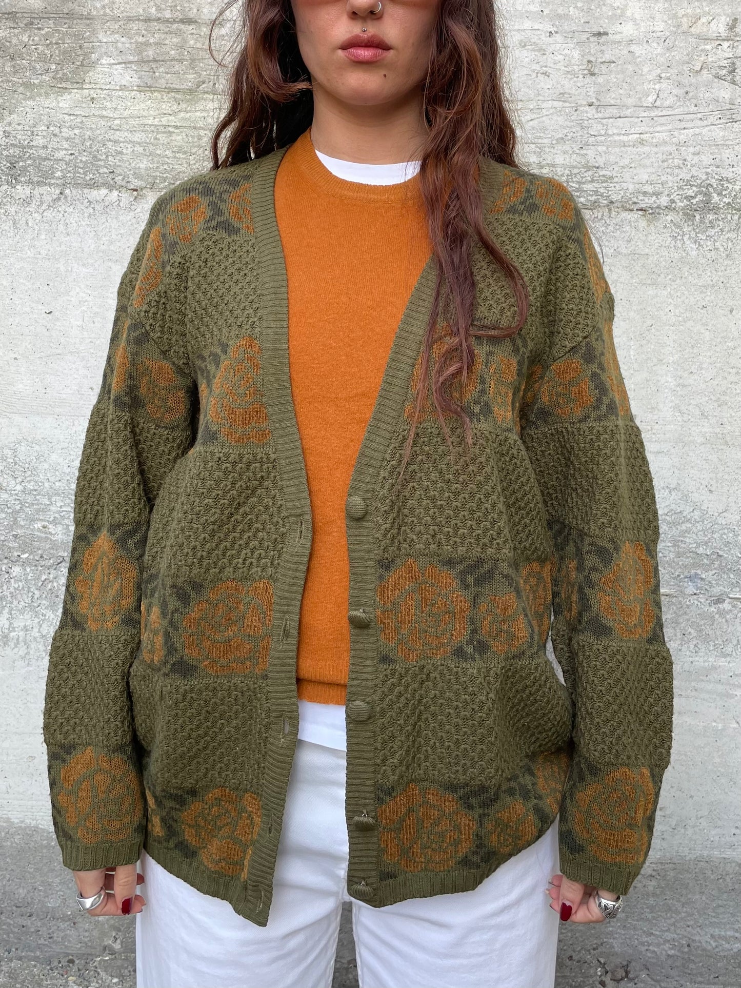 Cardigan fantasia oversize in misto lana