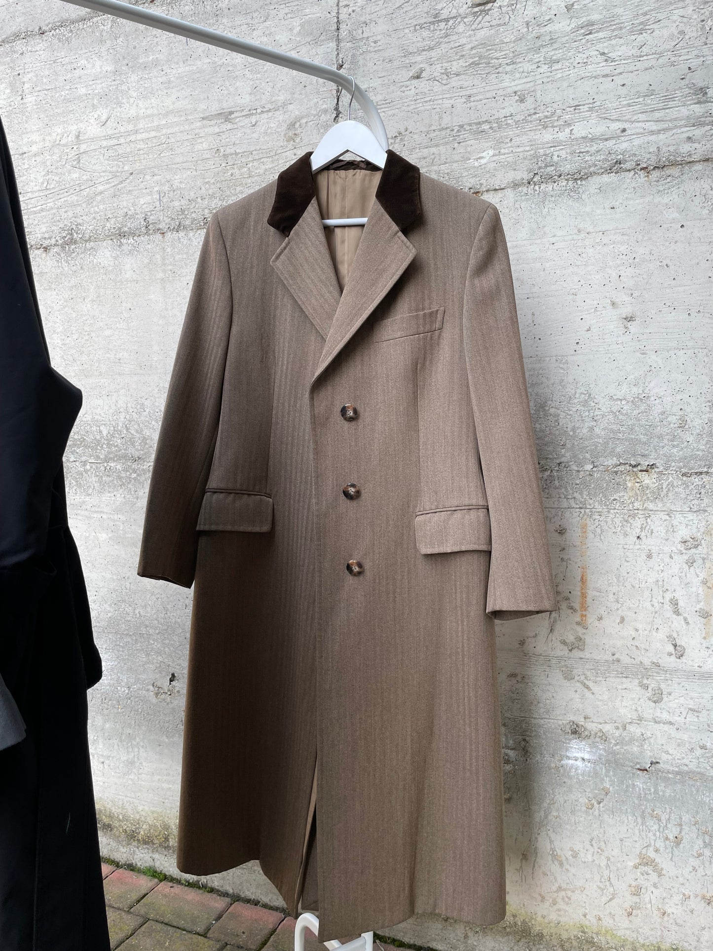 Soprabito cachi gessato mezza stagione 100% lana - 44it donna