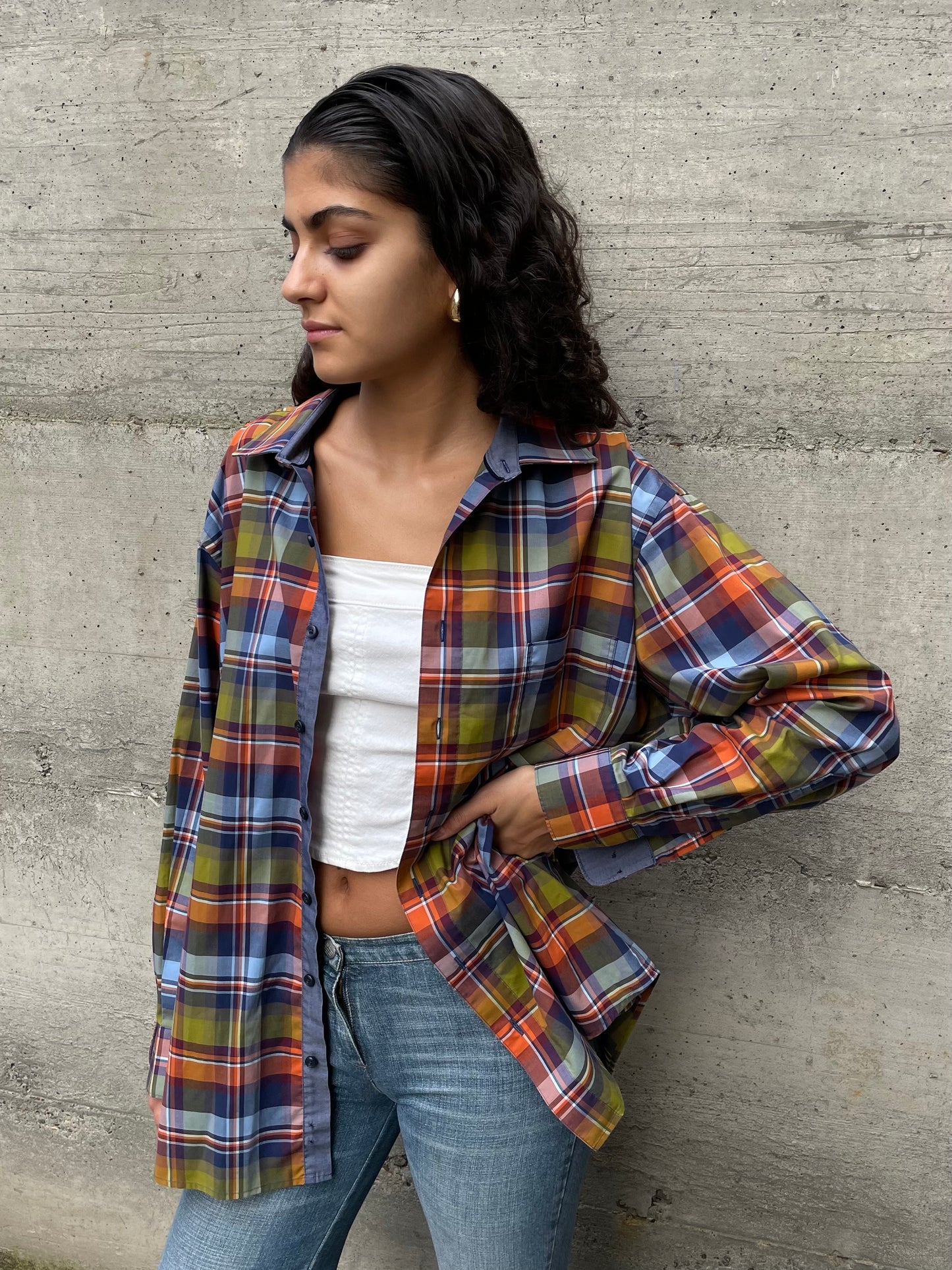 Camicia oversize tartan 100% cotone - taglia L uomo