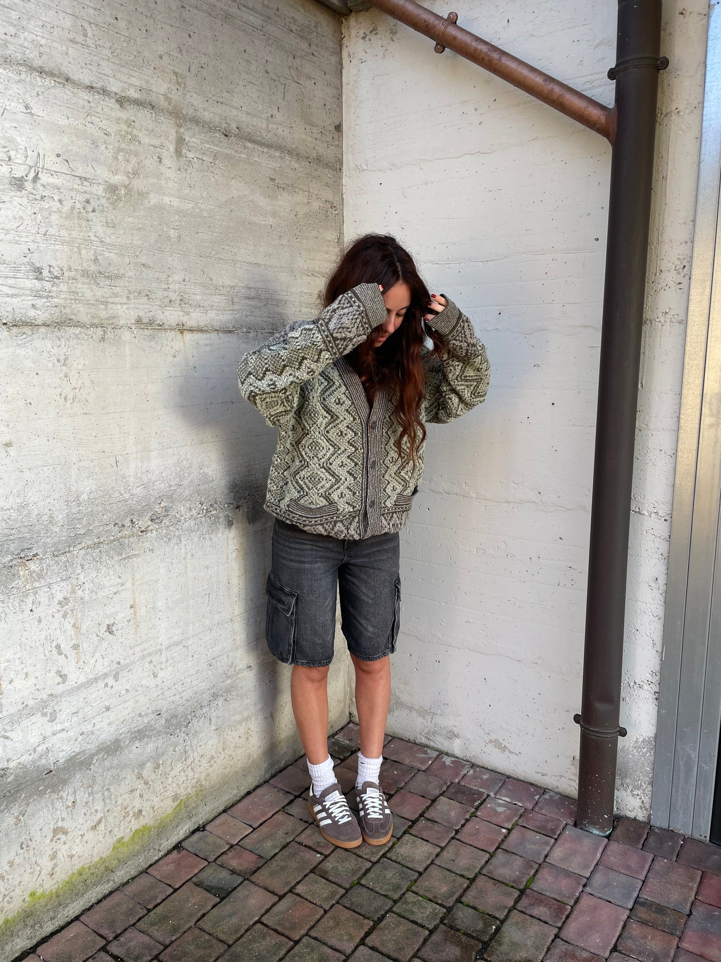 Maxi cardigan fantasia misto lana vergine e mohair - taglia unica