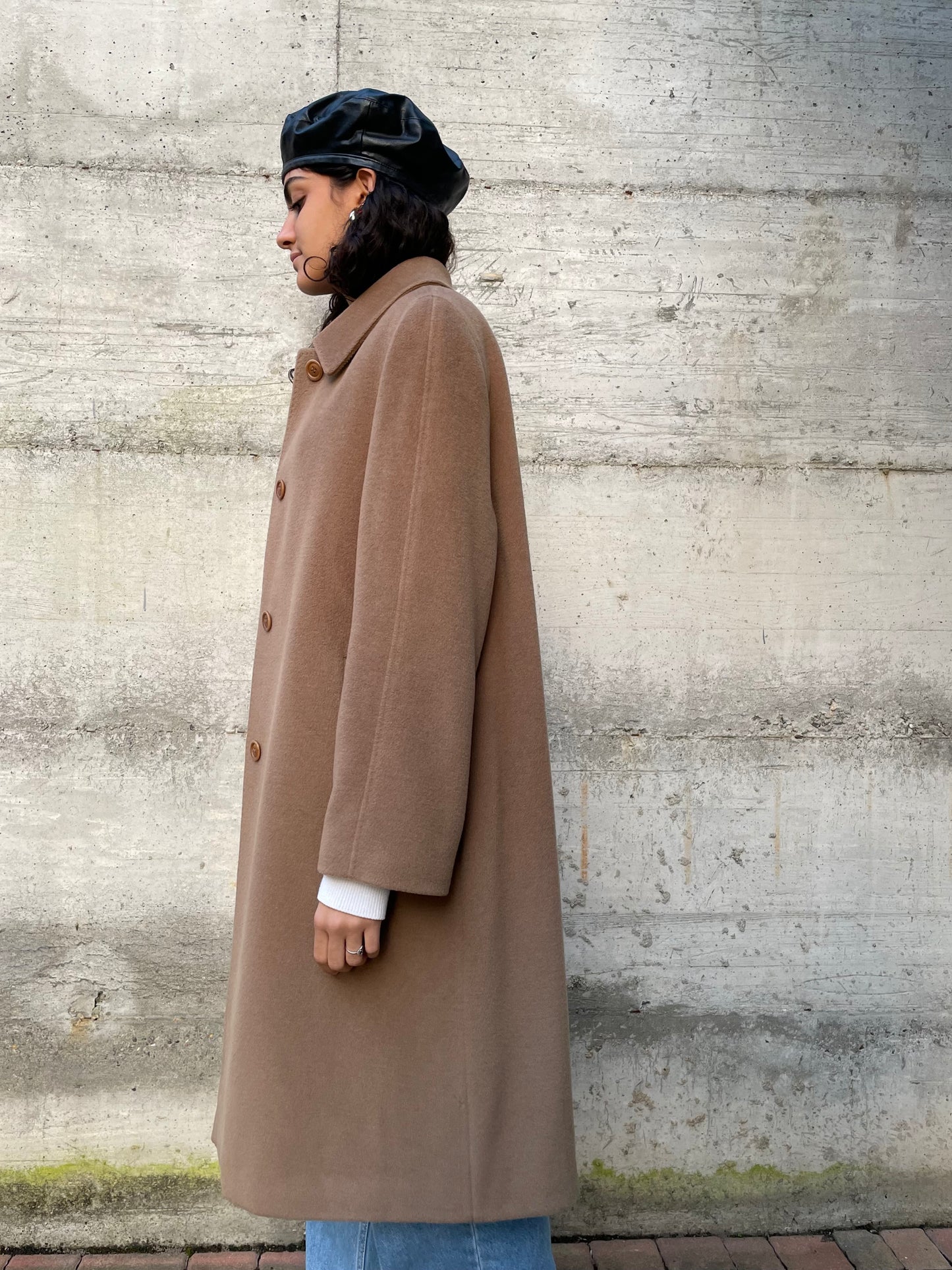 Cappotto sartoriale biscotto in pura lana vergine superfine